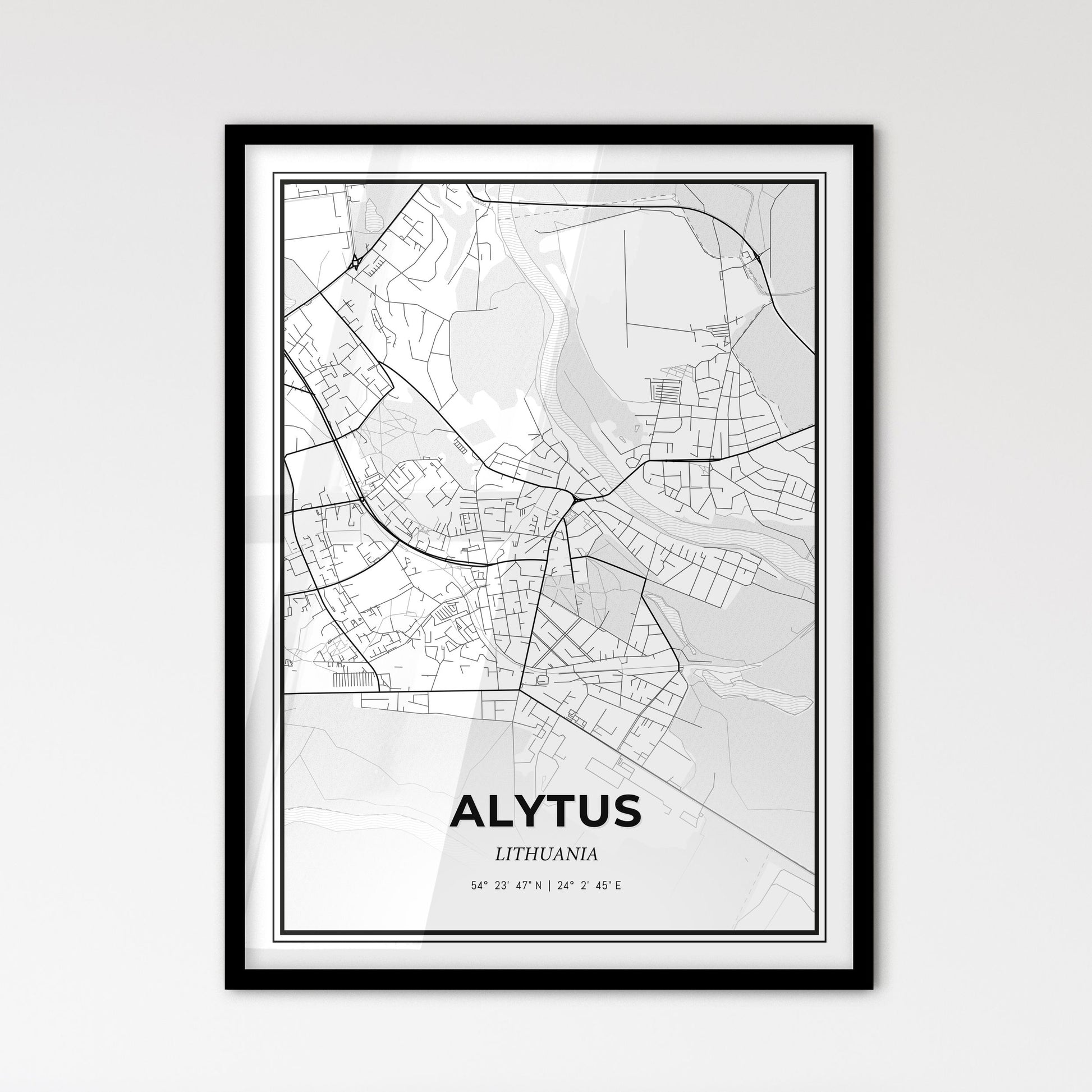 Alytus Lithuania - Scandinavian Style City Map for Modern Home Decor