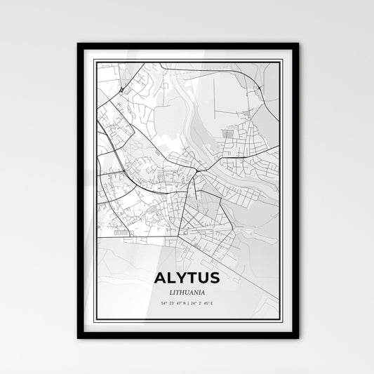 Alytus Lithuania - Scandinavian Style City Map for Modern Home Decor