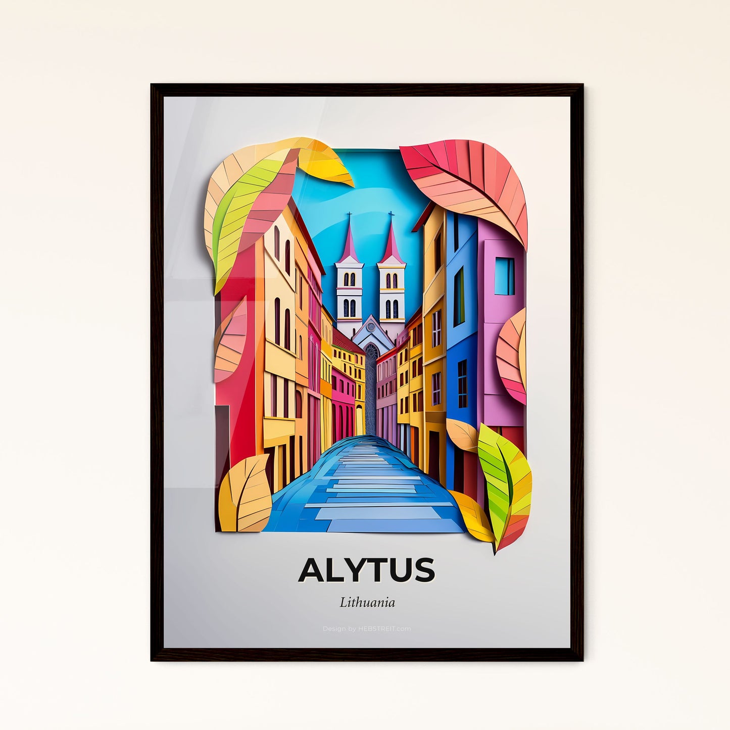 Vivid Alytus, Lithuania - a colorful city street with a church steeple