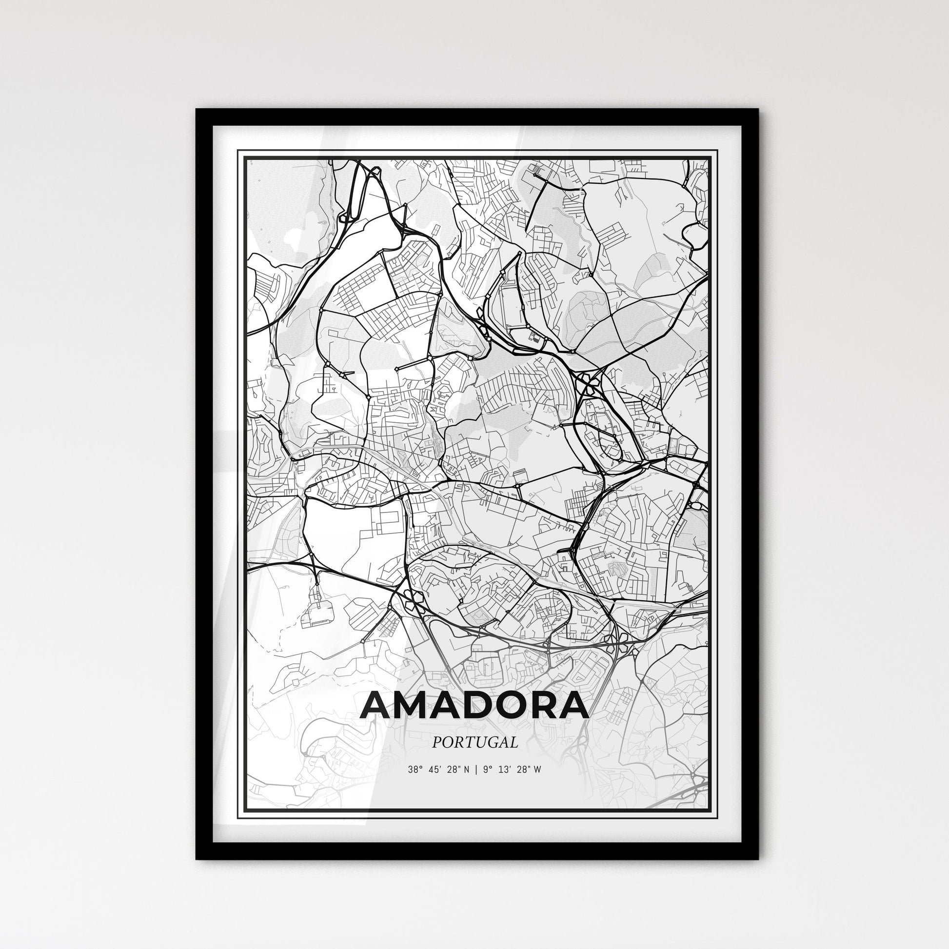 Amadora Portugal - Scandinavian Style City Map for Modern Home Decor