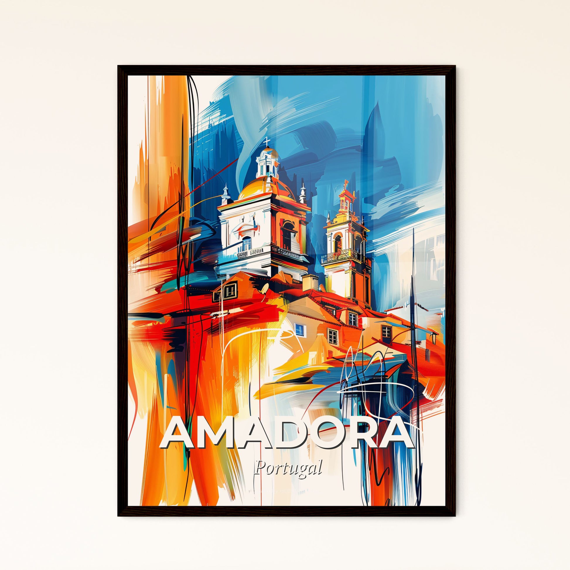 Vibrant Amadora, Portugal - A Painting Of A Building