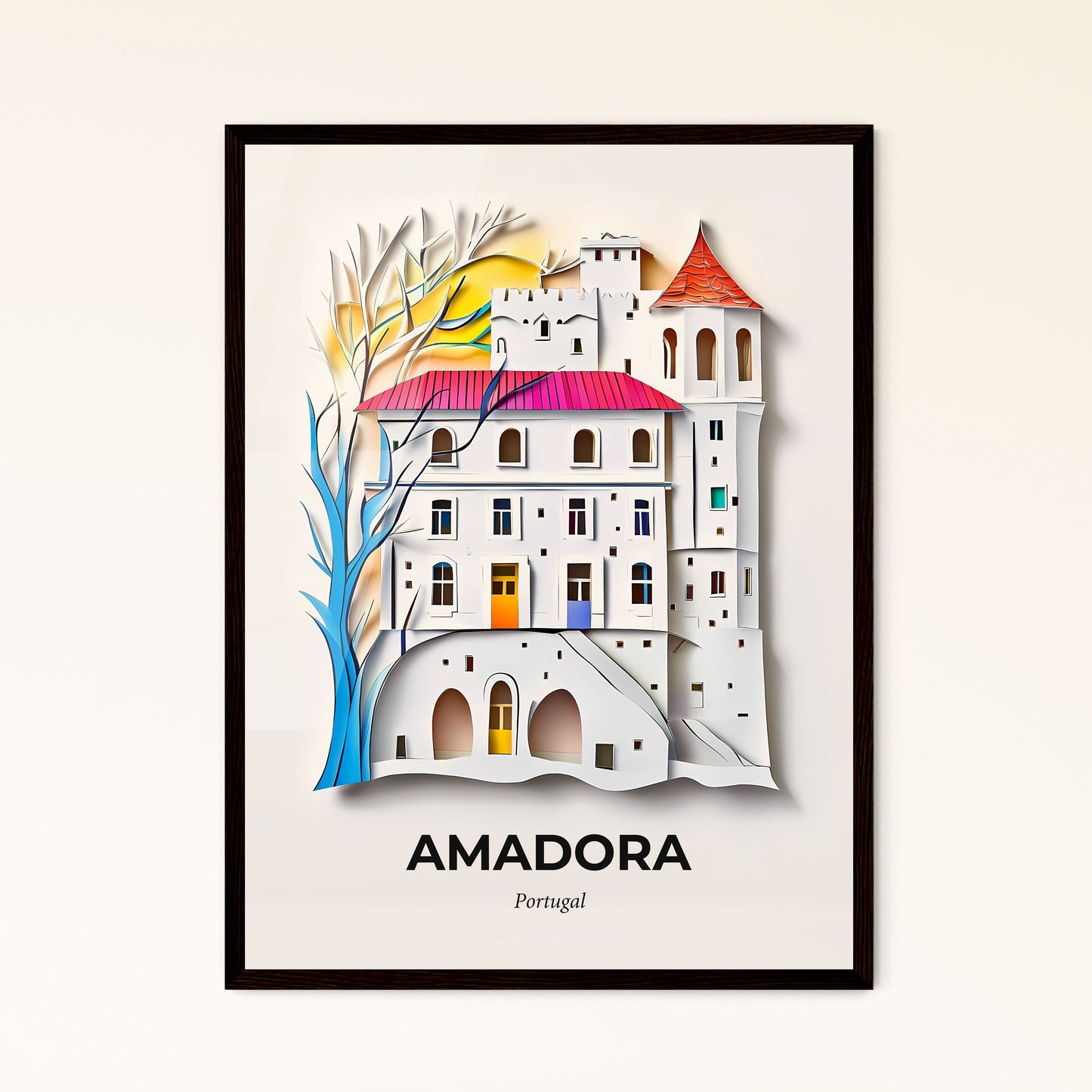 Vivid Amadora, Portugal, Papercut Print