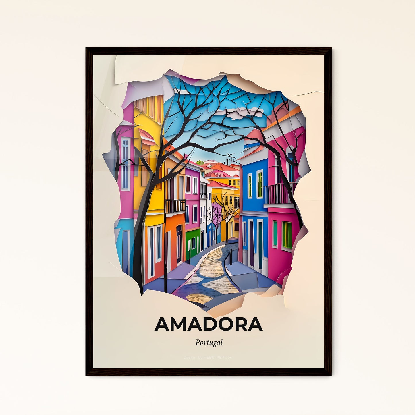 Vivid Amadora, Portugal, Papercut Print