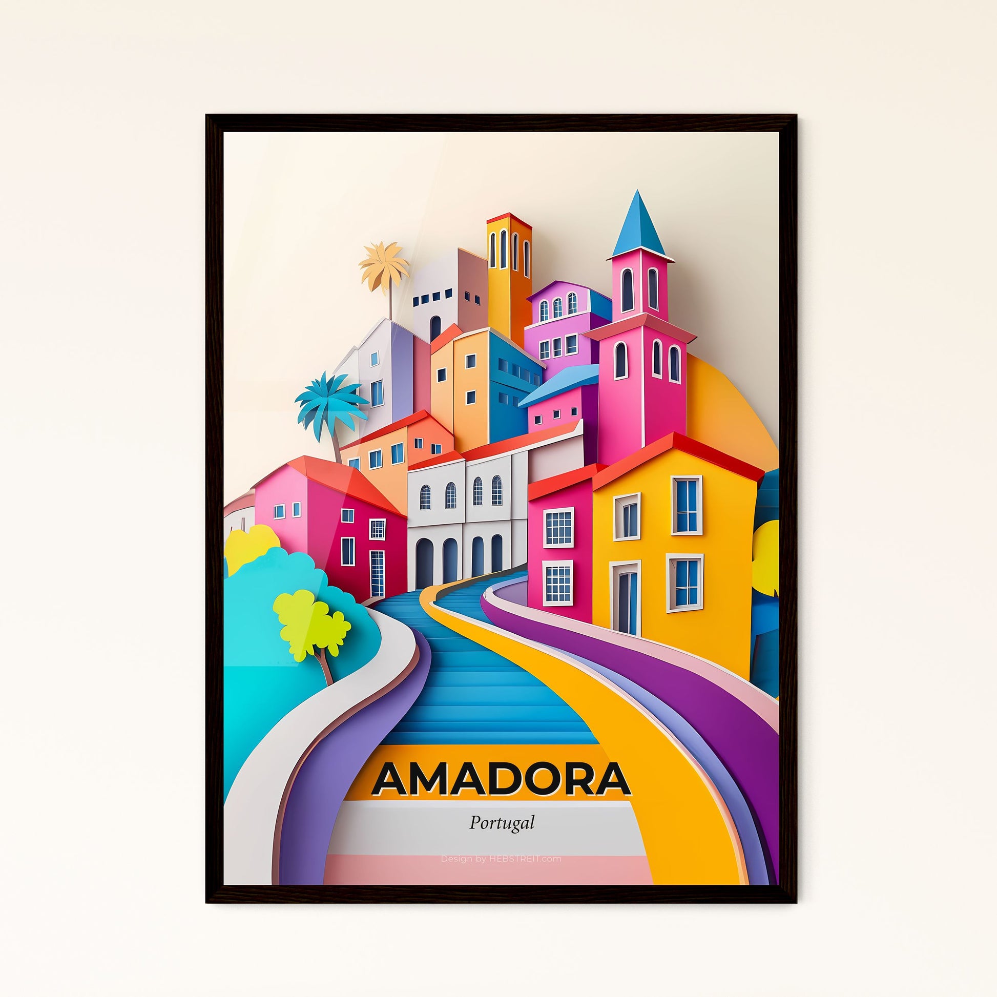 Vivid Amadora, Portugal, Papercut Print