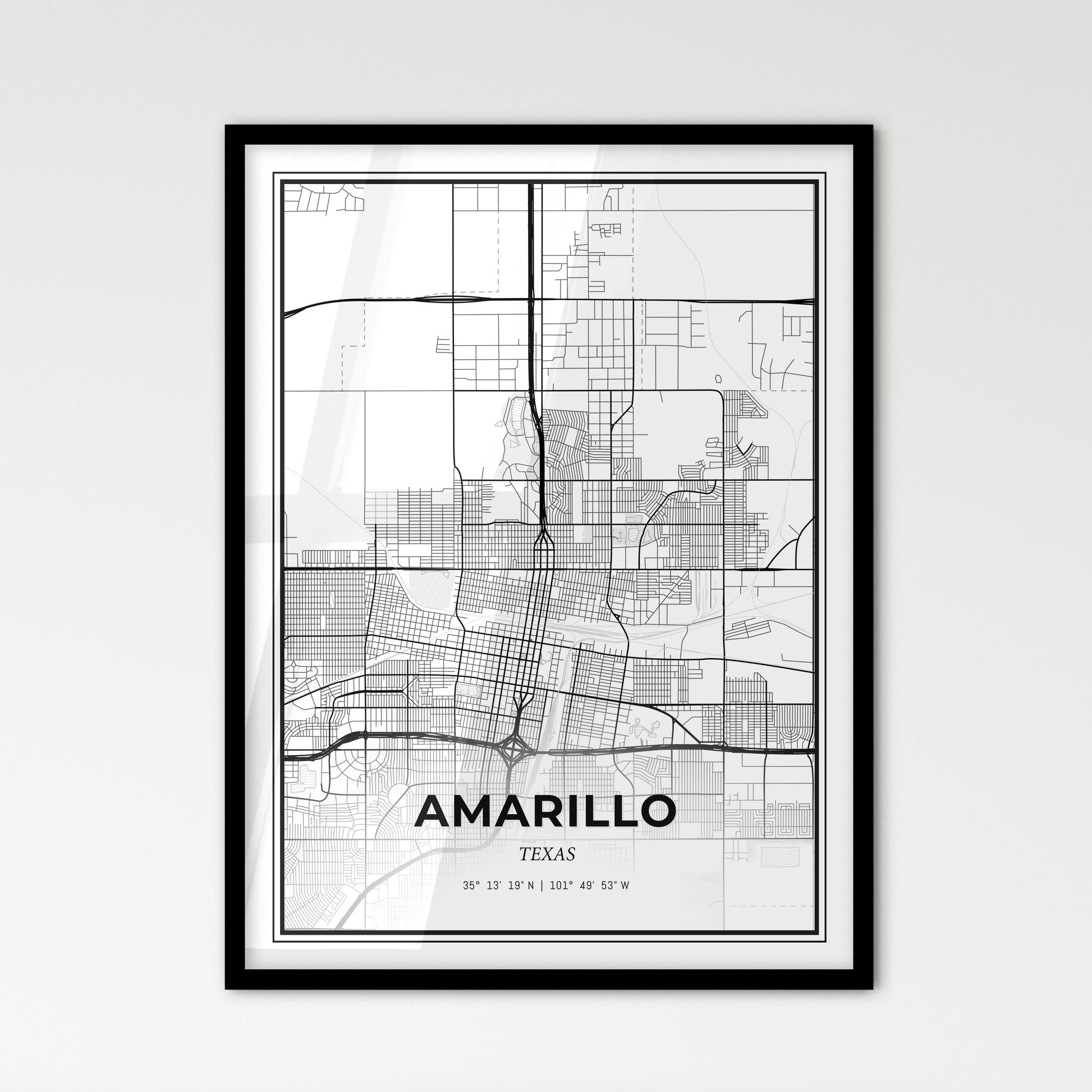 Amarillo Texas - Scandinavian Style City Map for Modern Home Decor