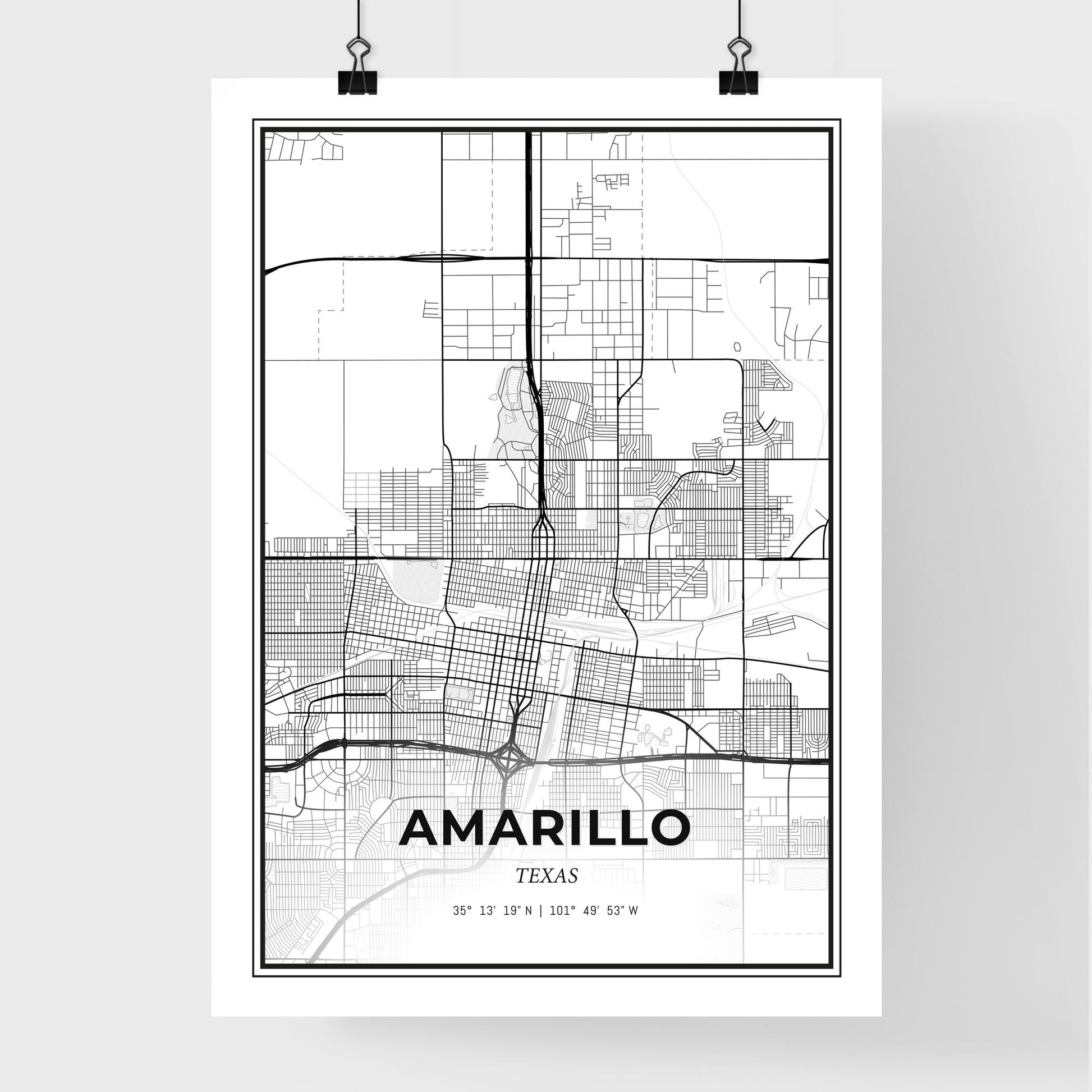 Amarillo Texas - Premium City Map Poster