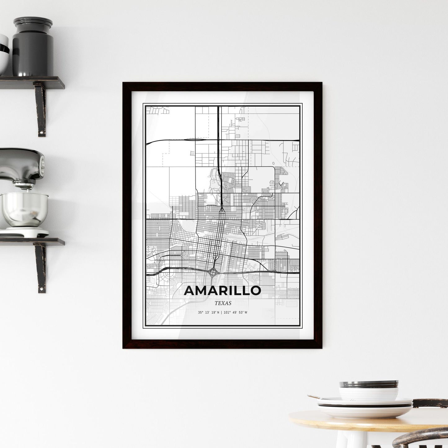 Amarillo Texas - Minimal City Map