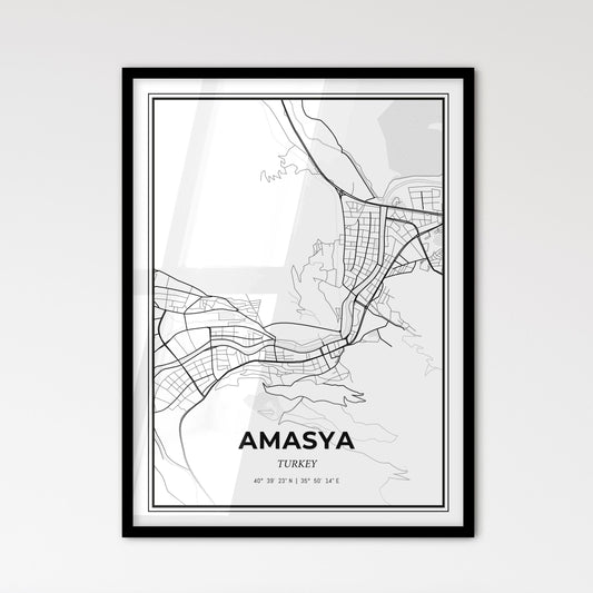 Amasya Turkey - Scandinavian Style City Map for Modern Home Decor