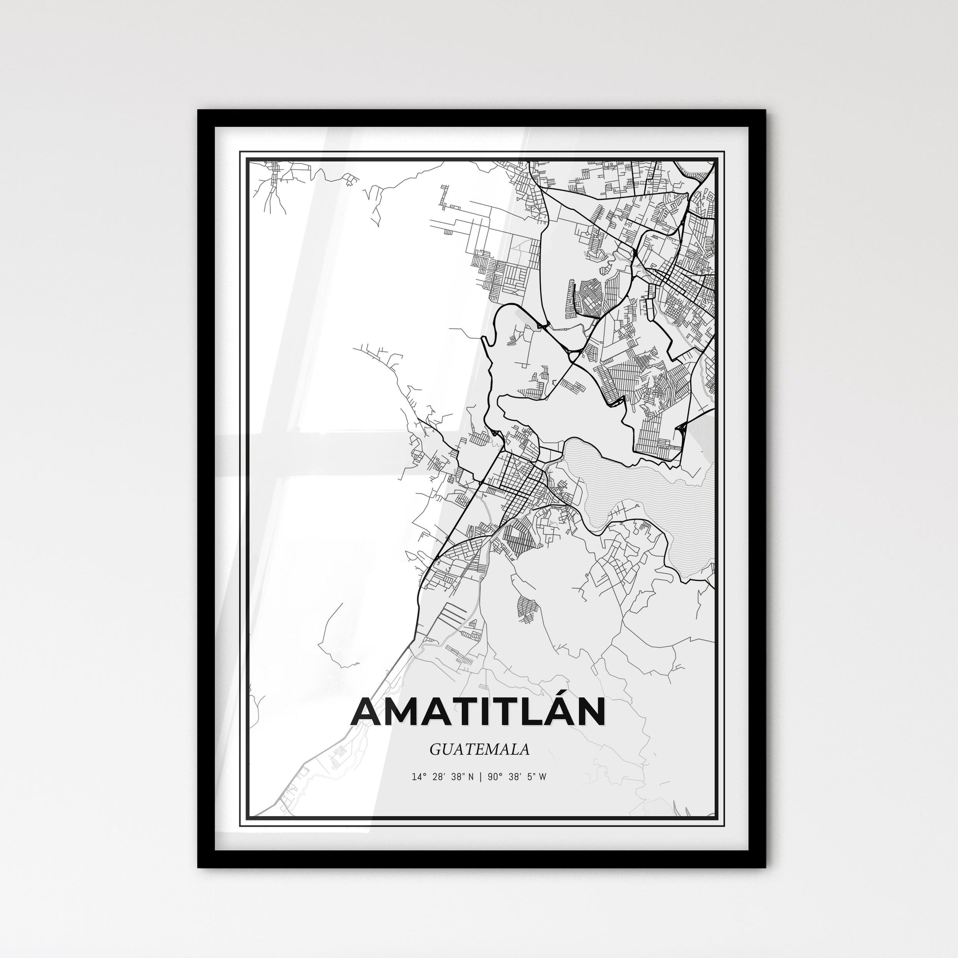 Amatitlán Guatemala - Scandinavian Style City Map for Modern Home Decor