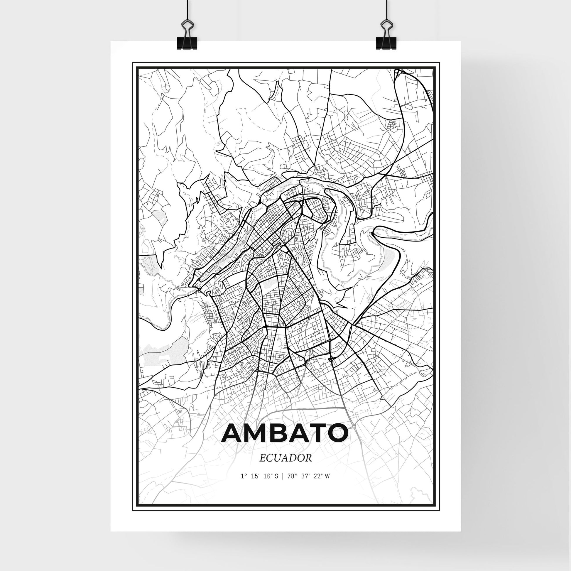 Ambato Ecuador - Premium City Map Poster