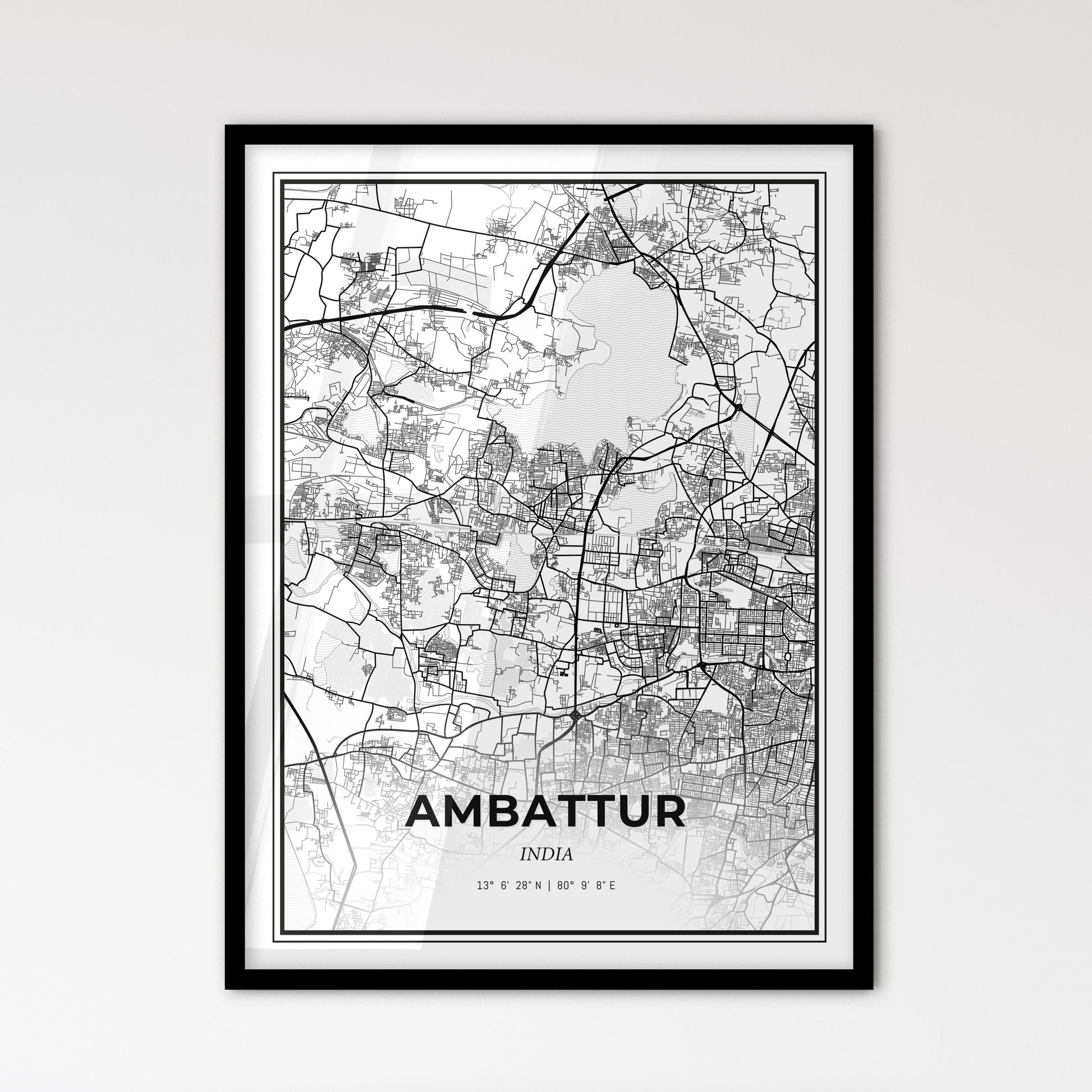 Ambattur India - Scandinavian Style City Map for Modern Home Decor