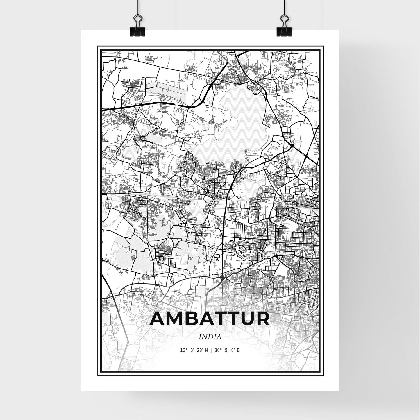 Ambattur India - Premium City Map Poster