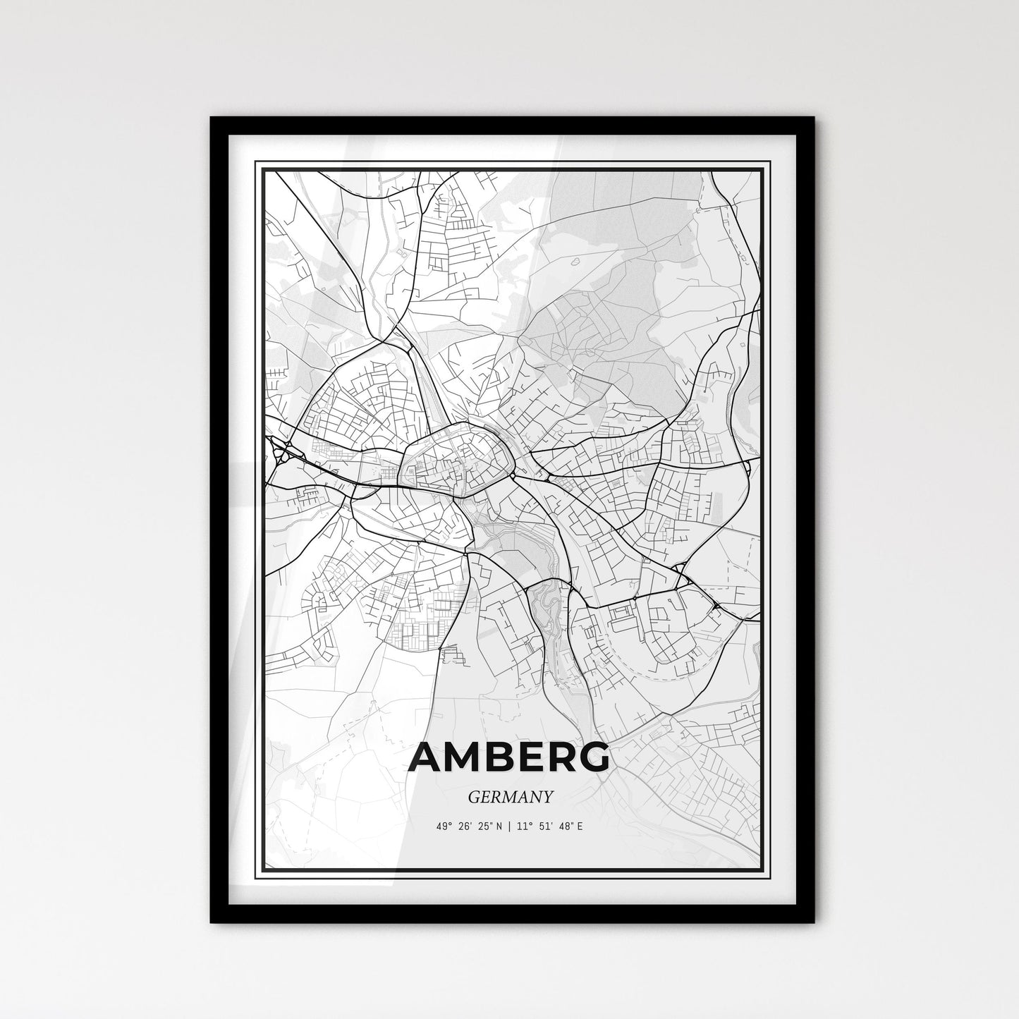 Amberg Germany - Scandinavian Style City Map for Modern Home Decor