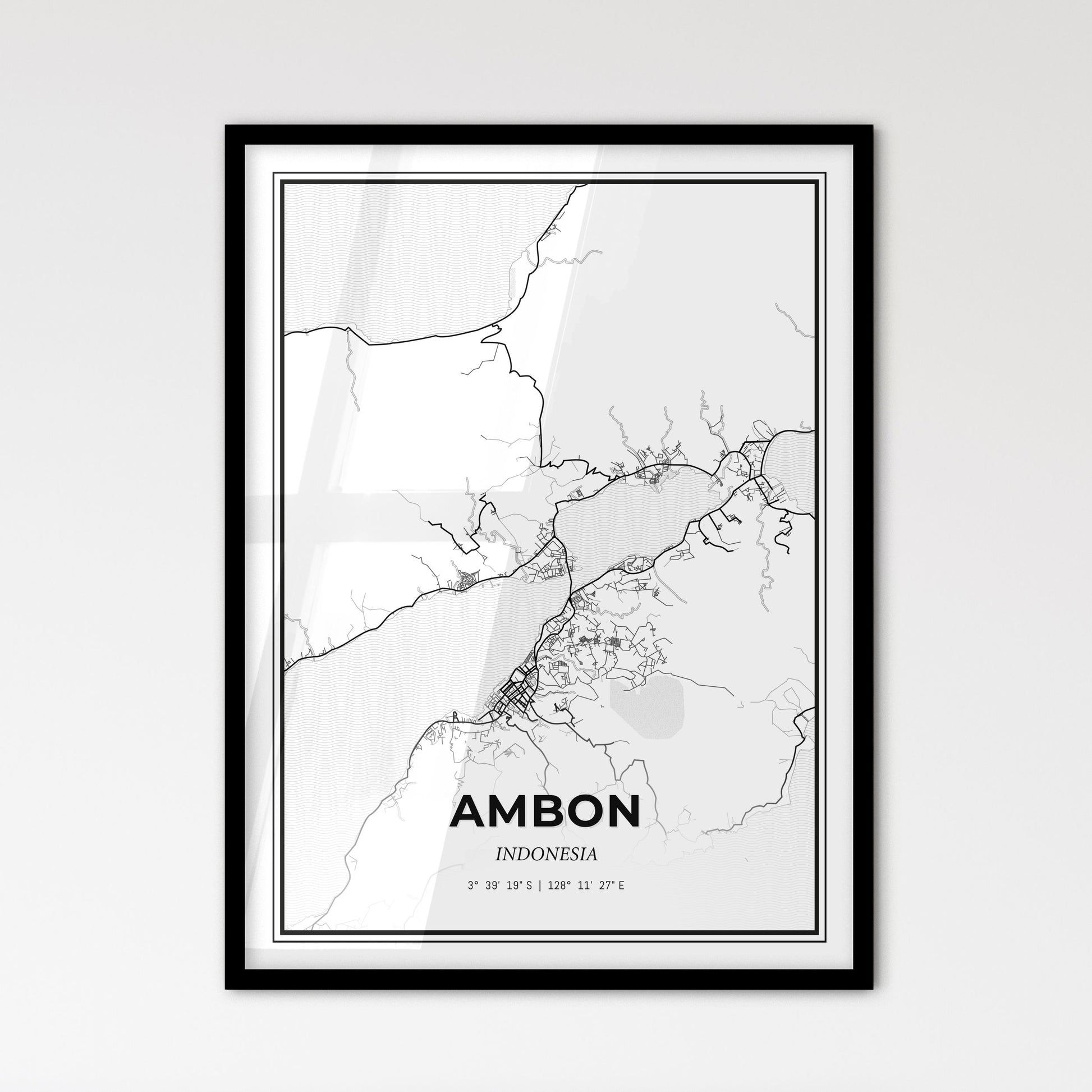 Ambon Indonesia - Scandinavian Style City Map for Modern Home Decor