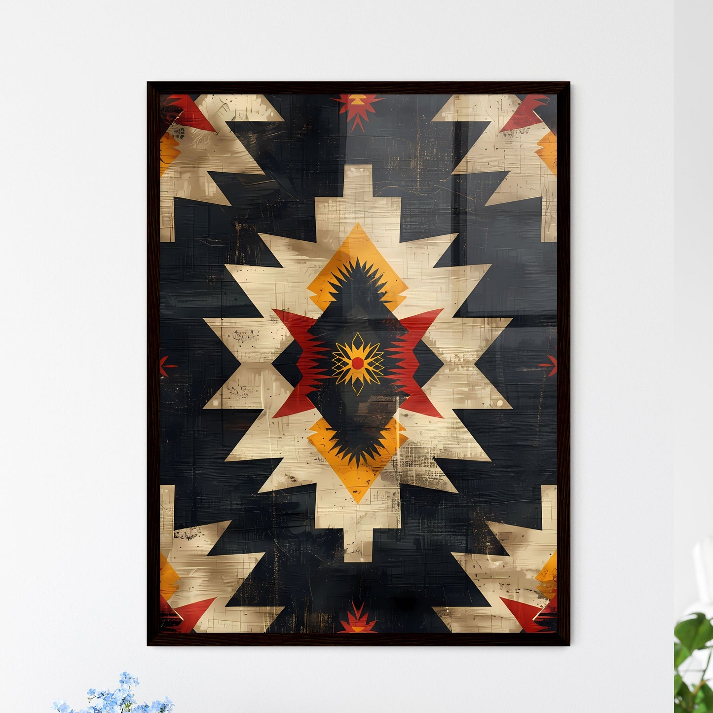 Vibrant Ethnic Tribal Art Seamless Pattern w - Framed Art Print