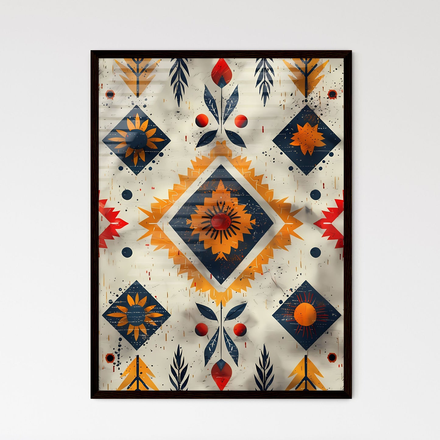 Colorful Tribal Ethnic American Seamless Pat - Framed Art Print