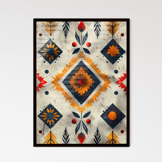 Colorful Tribal Ethnic American Seamless Pat - Framed Art Print