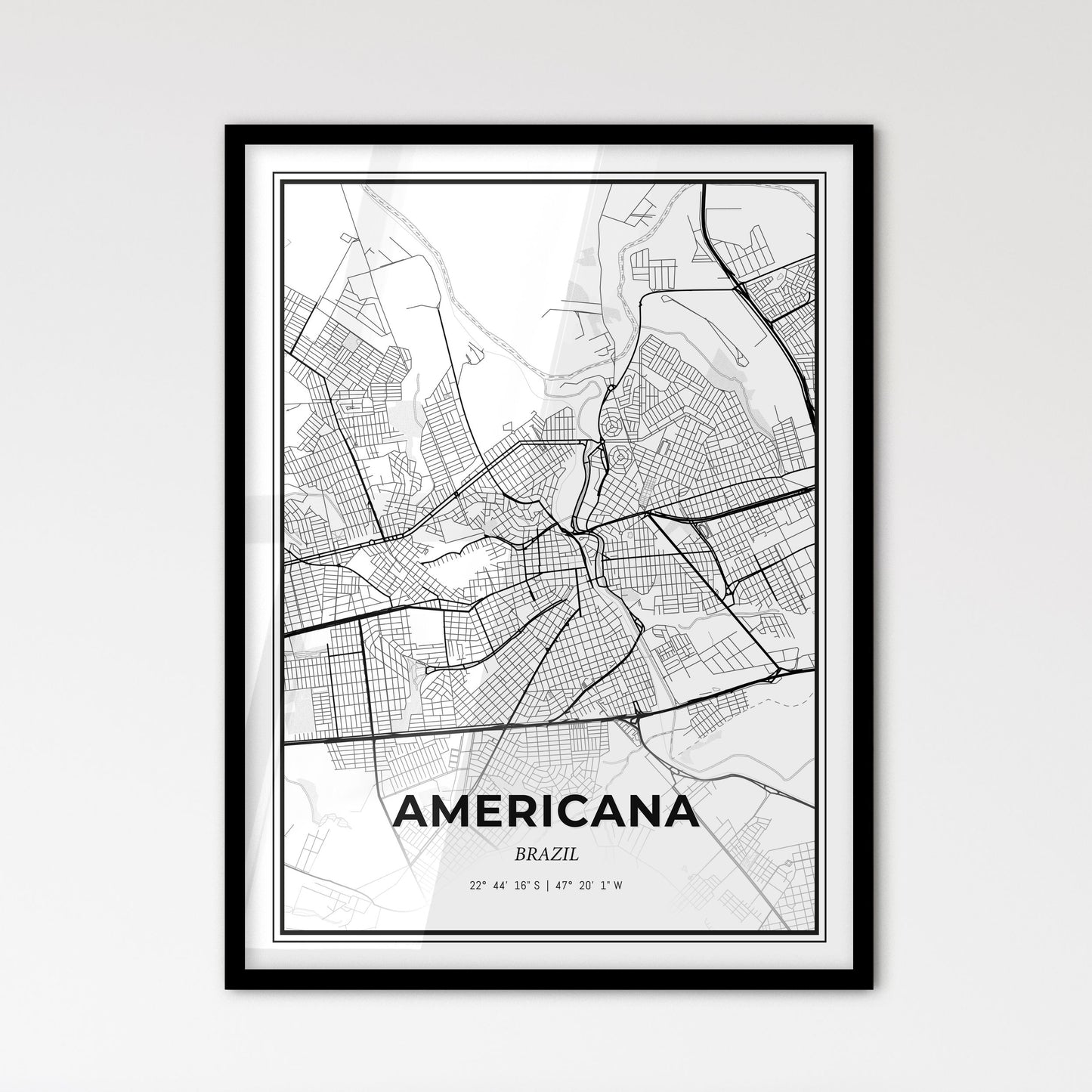 Americana Brazil - Scandinavian Style City Map for Modern Home Decor