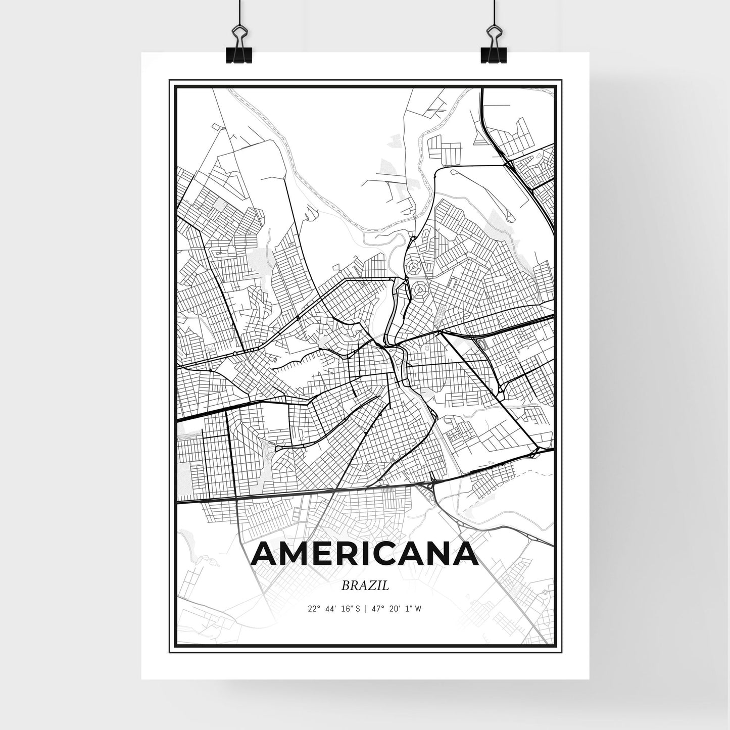 Americana Brazil - Premium City Map Poster