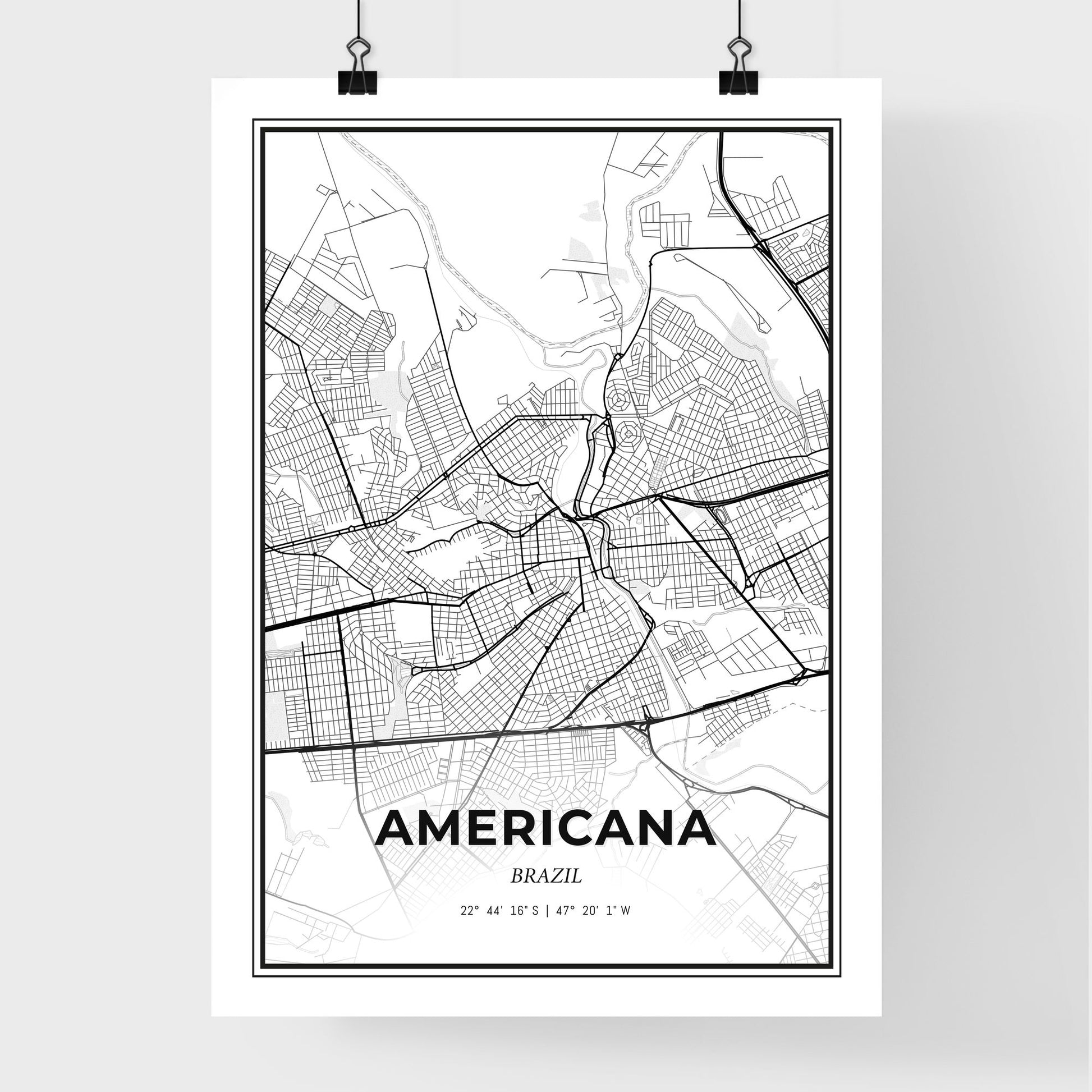 Americana Brazil - Premium City Map Poster