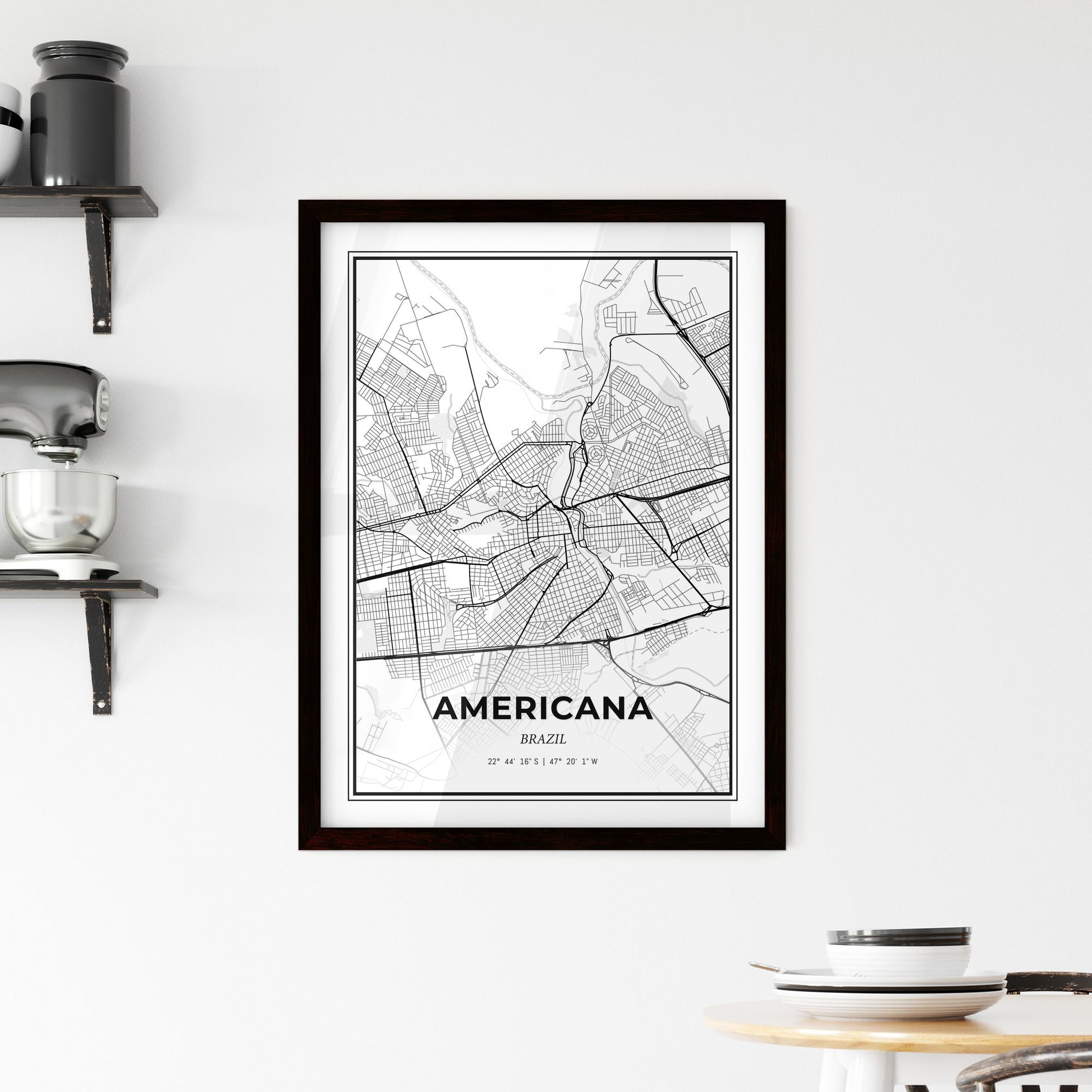 Americana Brazil - Minimal City Map