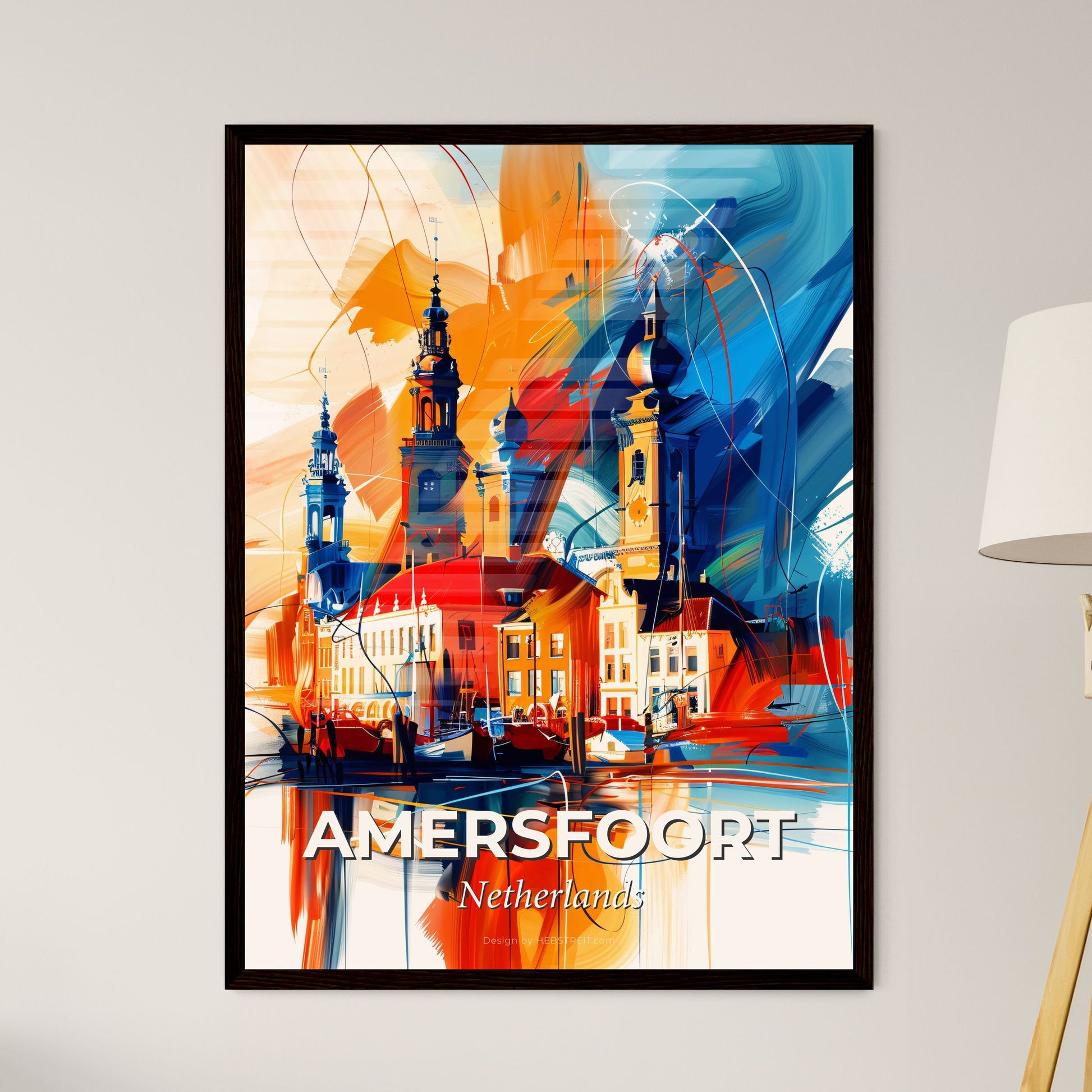 Vibrant Amersfoort, Netherlands - A Painting Of A Building With Towers And A Colorful Background