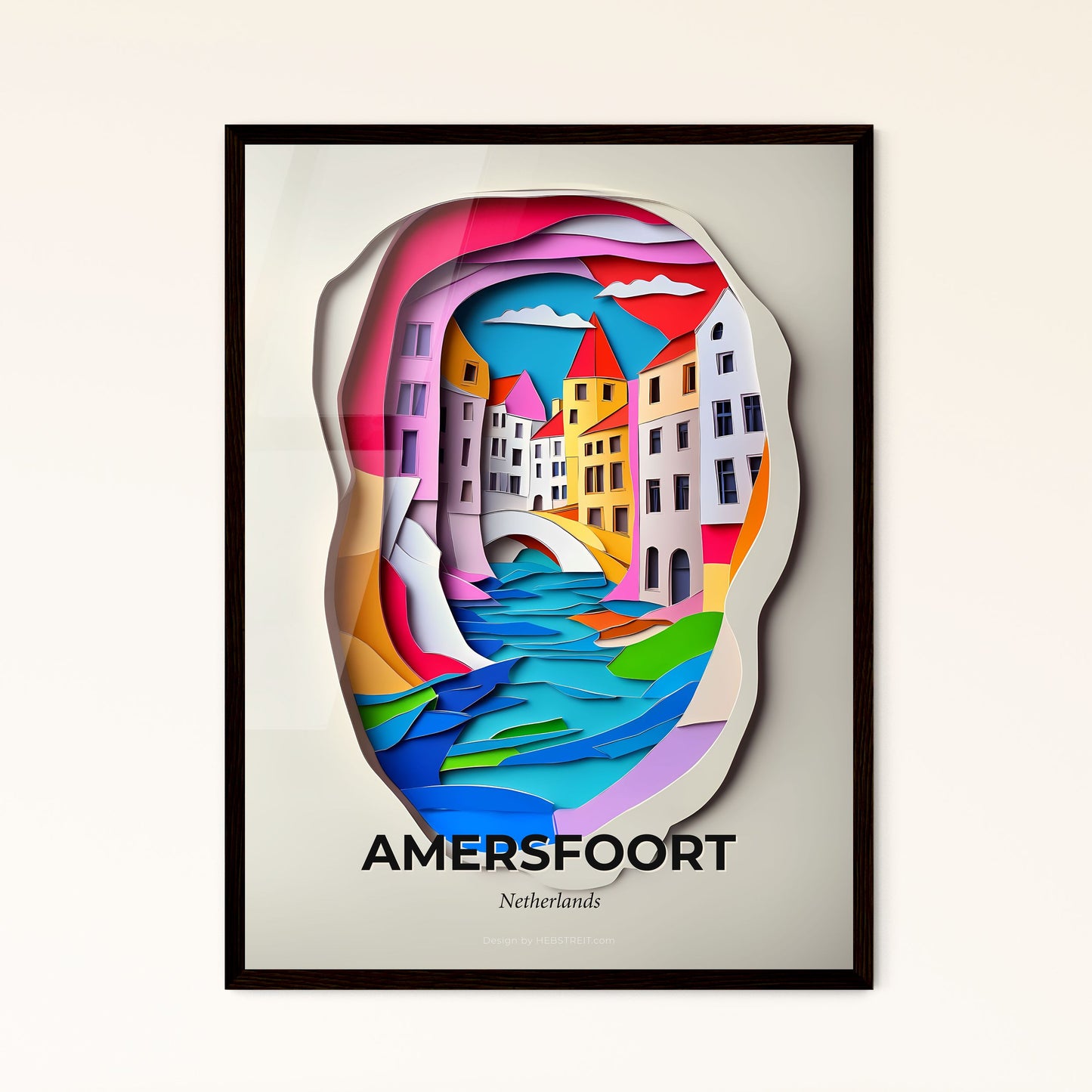 Vivid Amersfoort, Netherlands - a paper cut of a city with a bridge