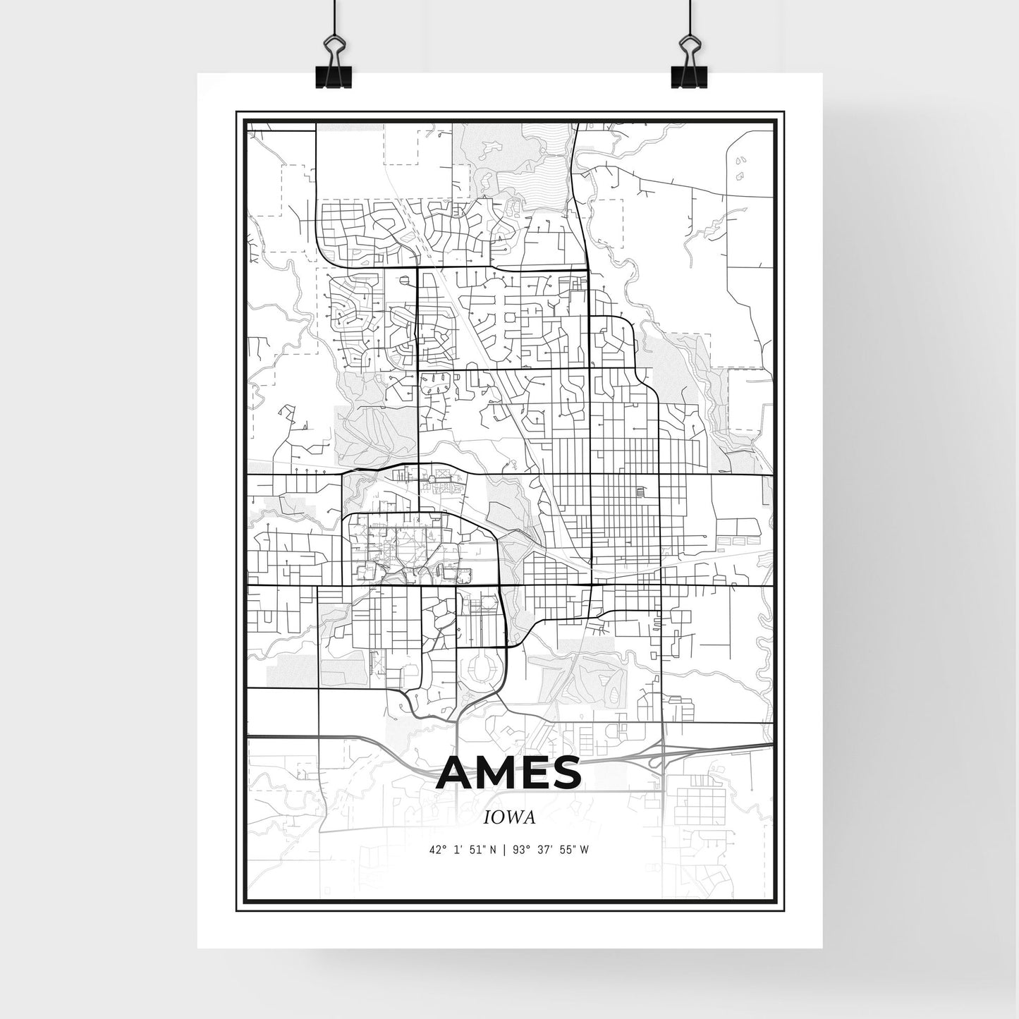 Ames Iowa - Premium City Map Poster