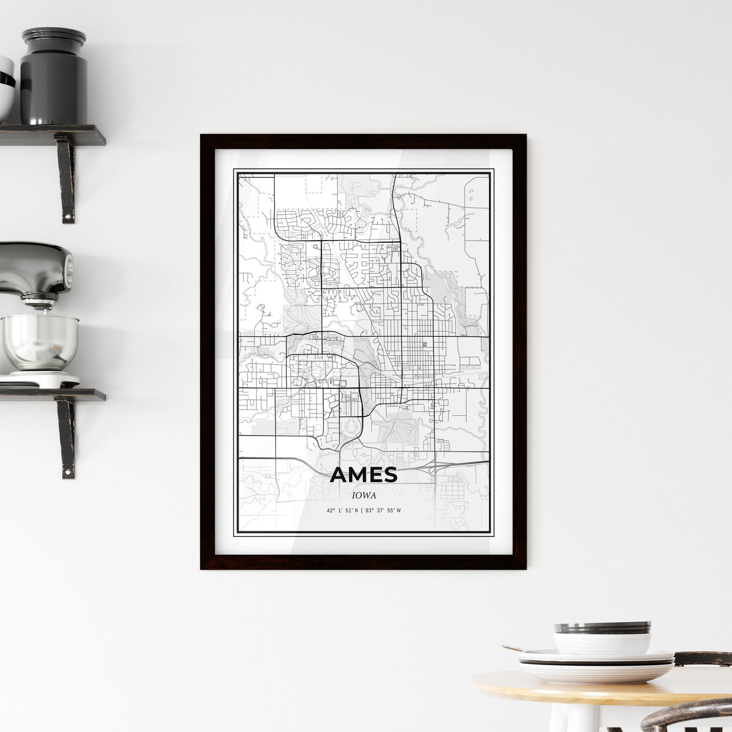 Ames Iowa - Minimal City Map