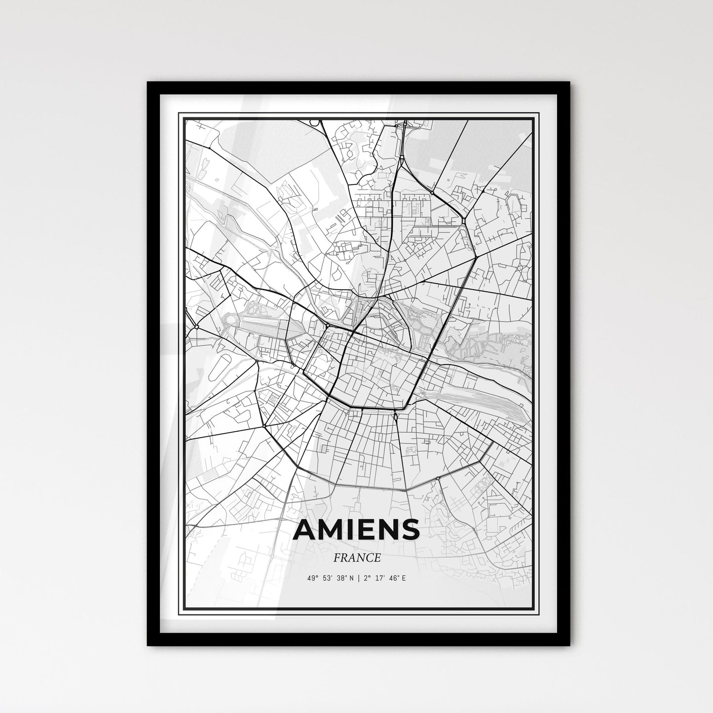 Amiens France - Scandinavian Style City Map for Modern Home Decor