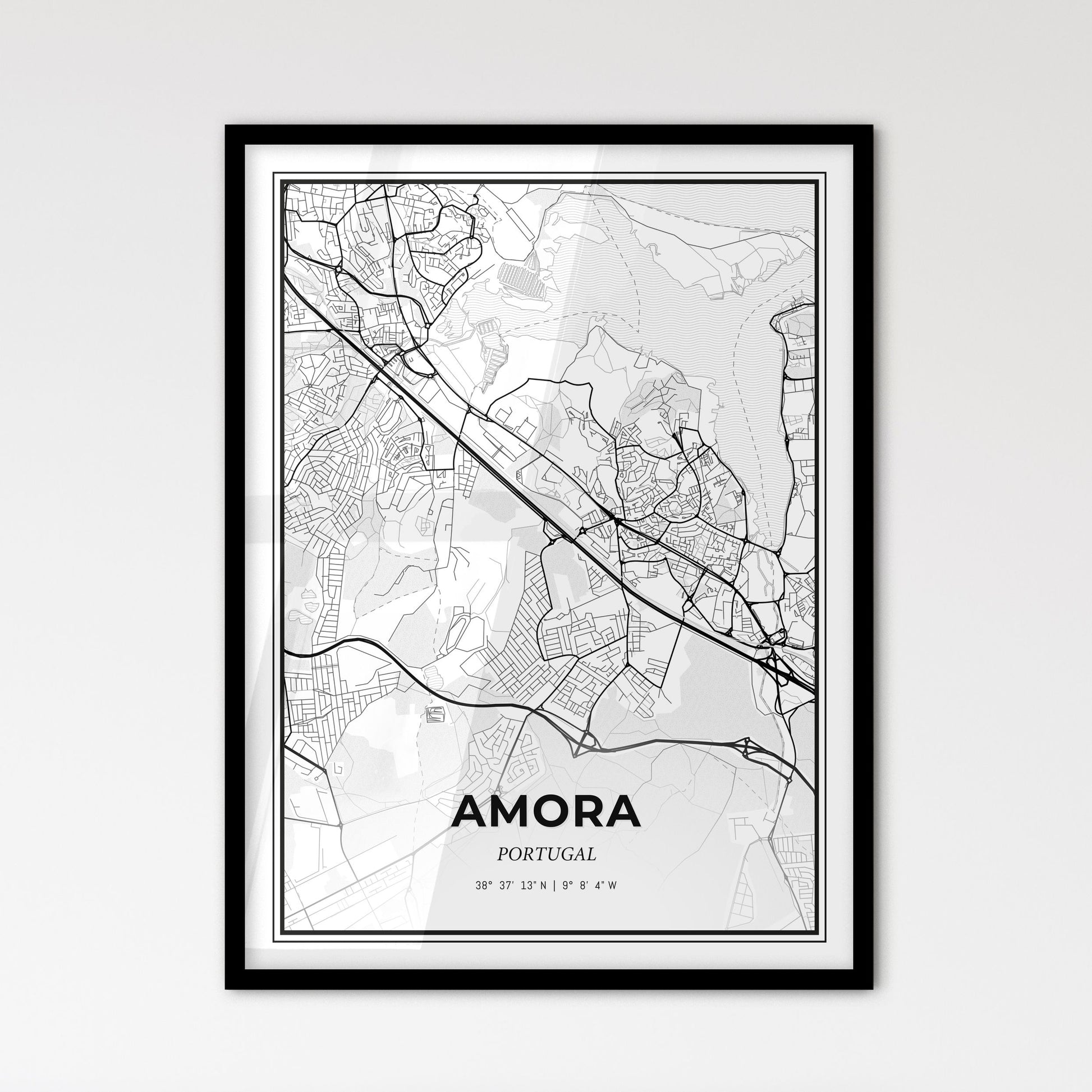 Amora Portugal - Scandinavian Style City Map for Modern Home Decor