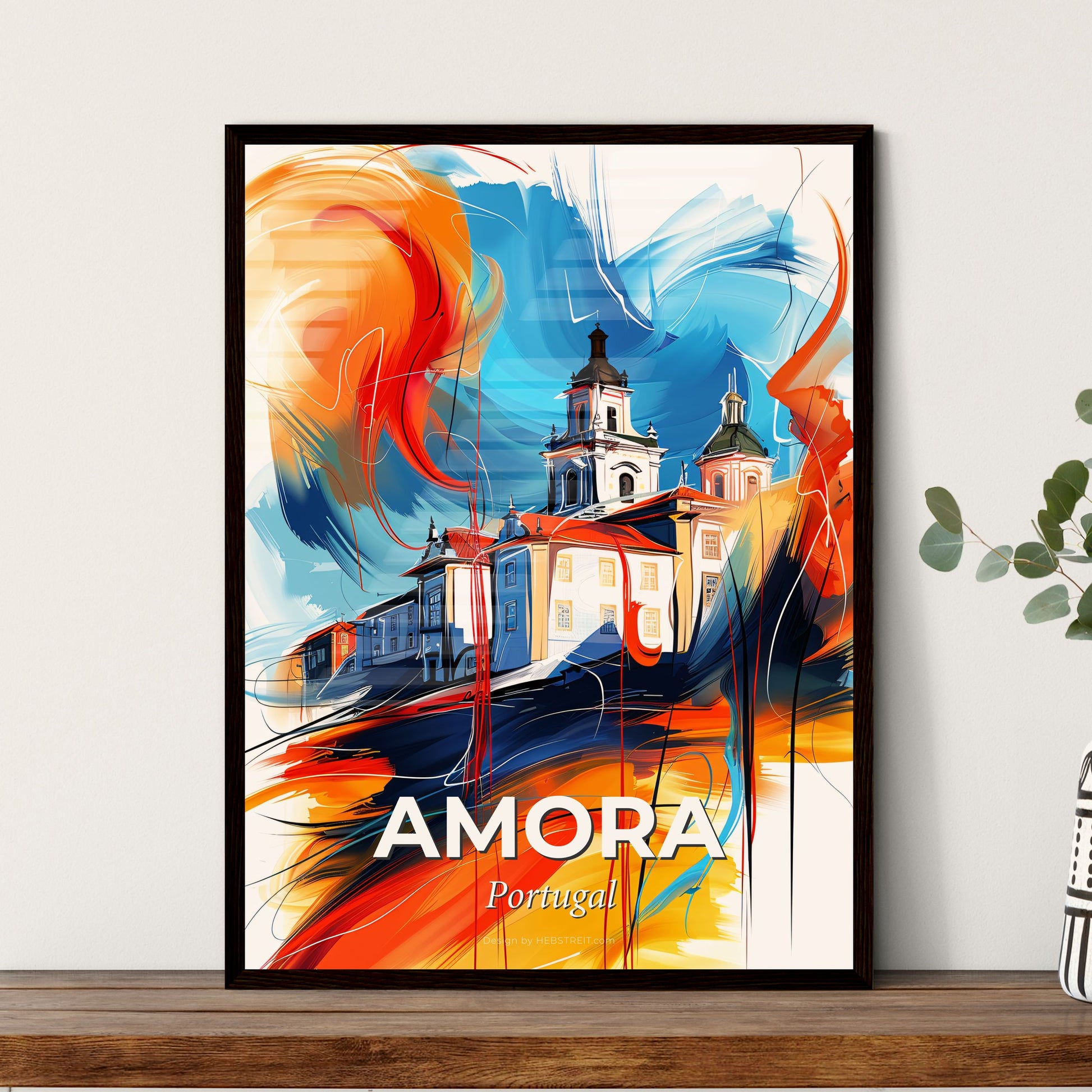 Vibrant Amora, Portugal - A Painting Of A Building With Colorful Paint