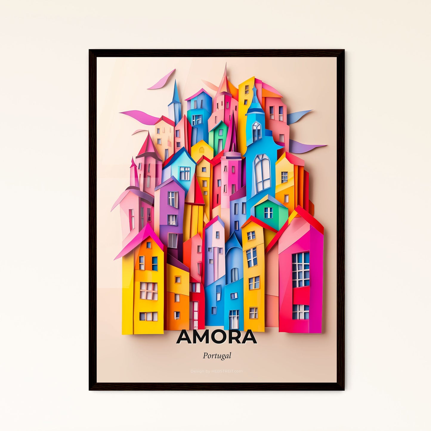 Vivid Amora, Portugal, Papercut Print