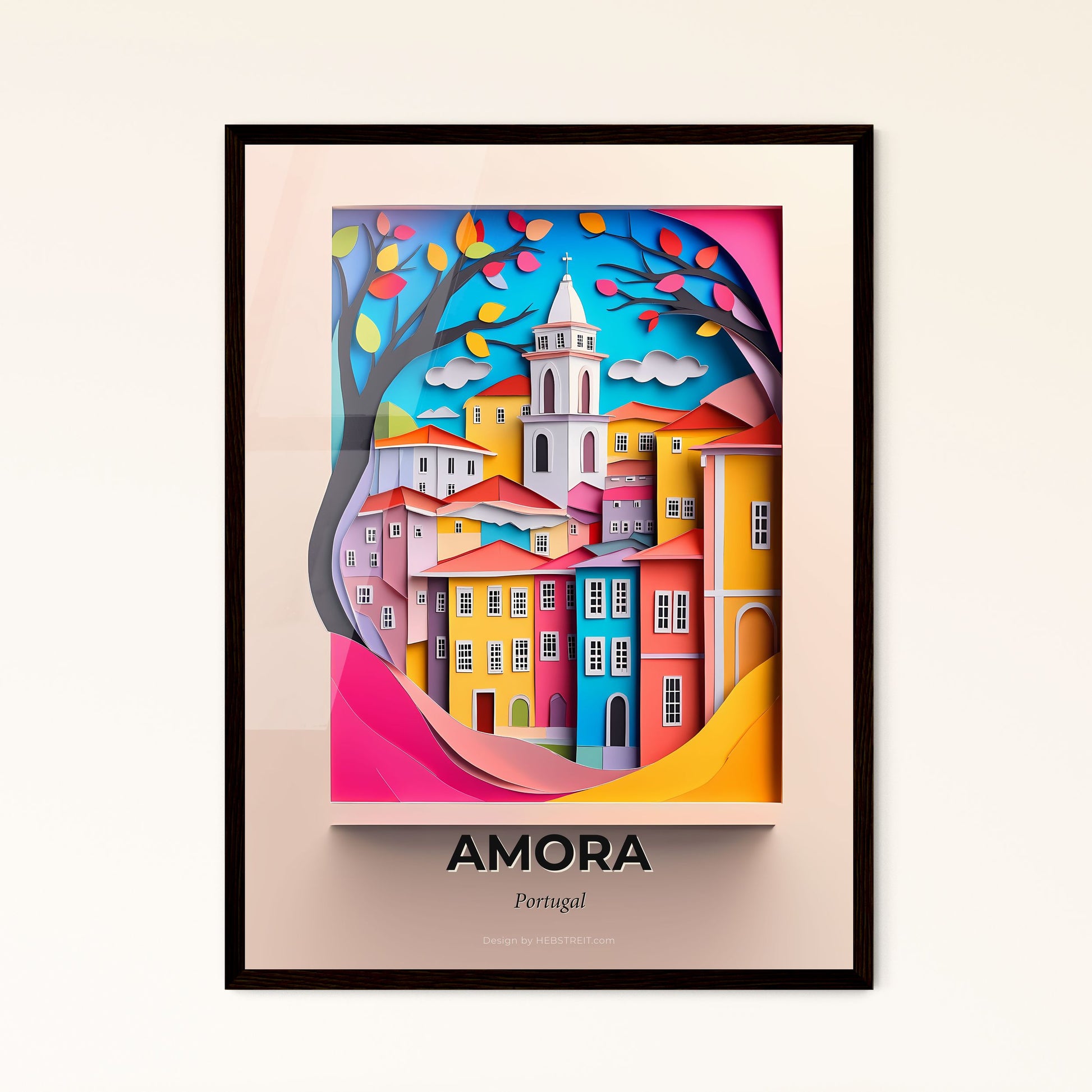 Vivid Amora, Portugal, Papercut Print