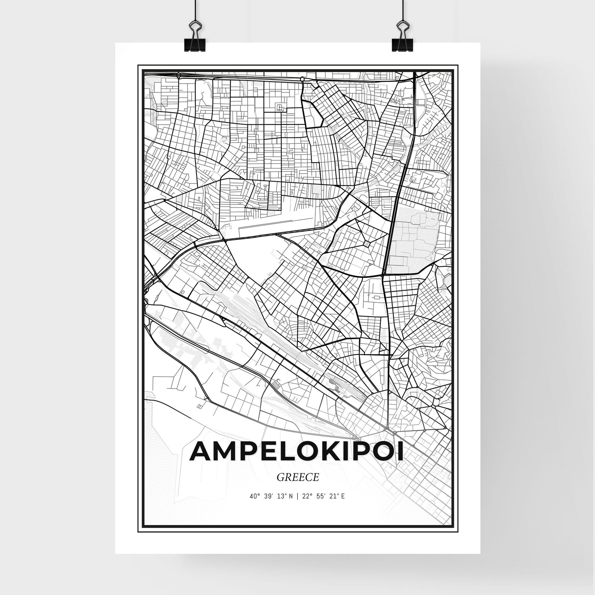 Ampelokipoi Greece - Premium City Map Poster
