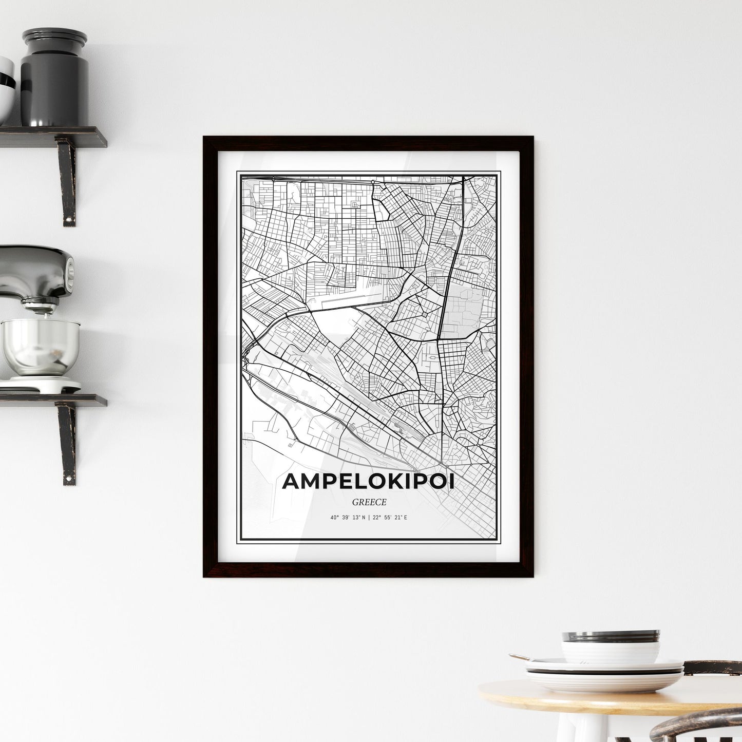 Ampelokipoi Greece - Minimal City Map