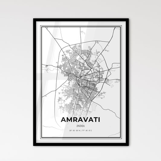 Amravati India - Scandinavian Style City Map for Modern Home Decor