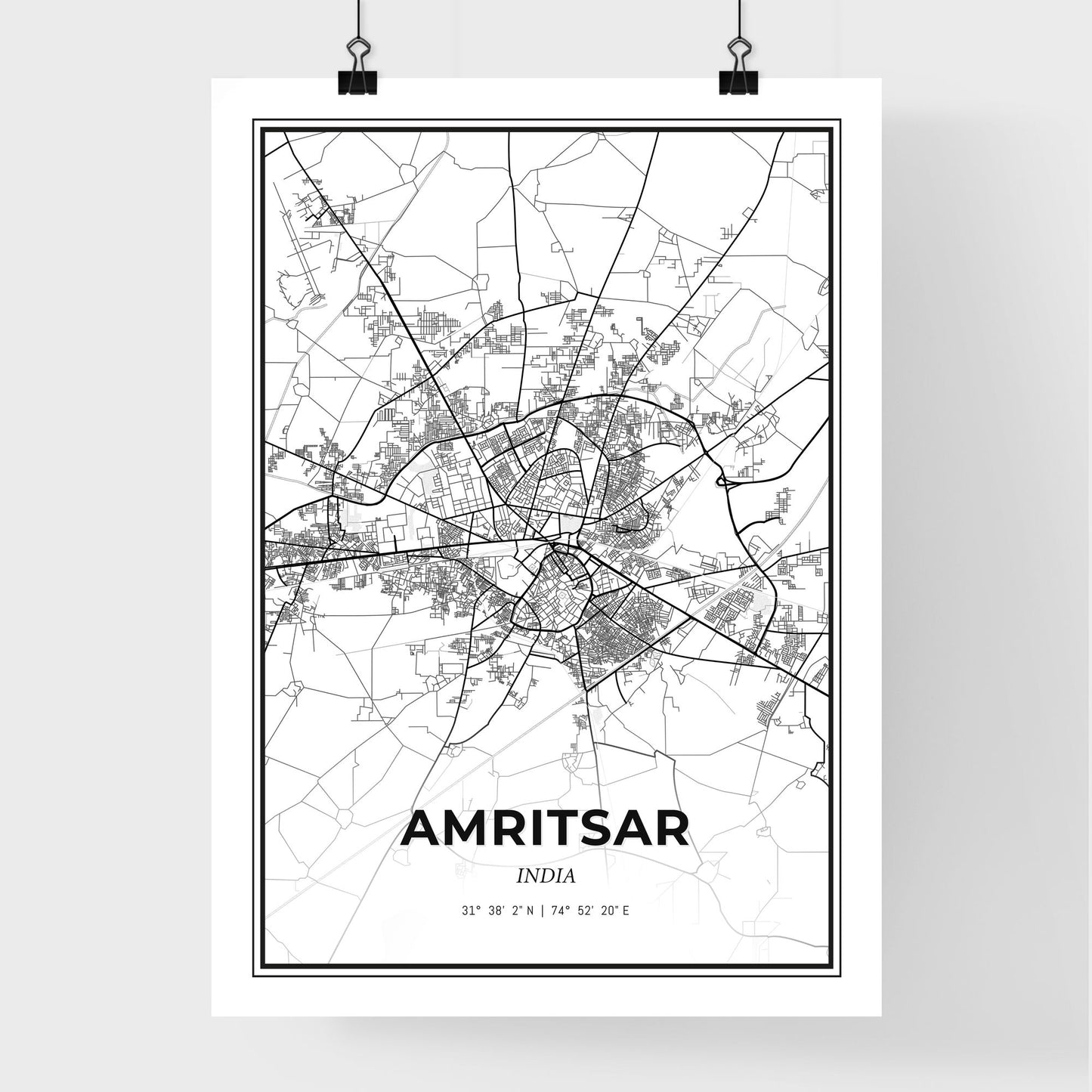 Amritsar India - Premium City Map Poster