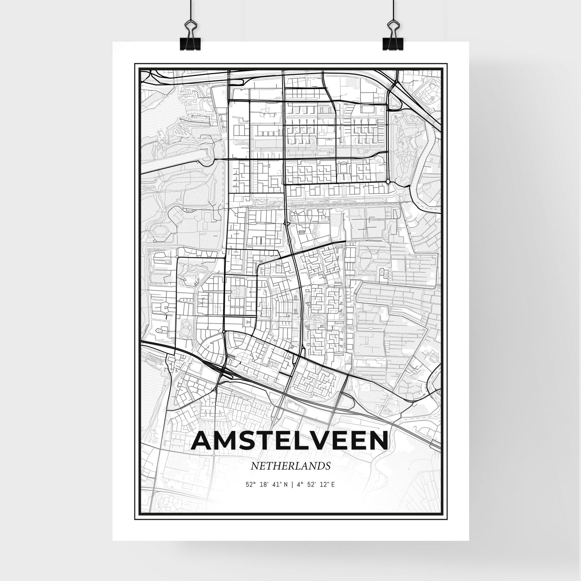  Amstelveen Netherlands - Premium City Map Poster