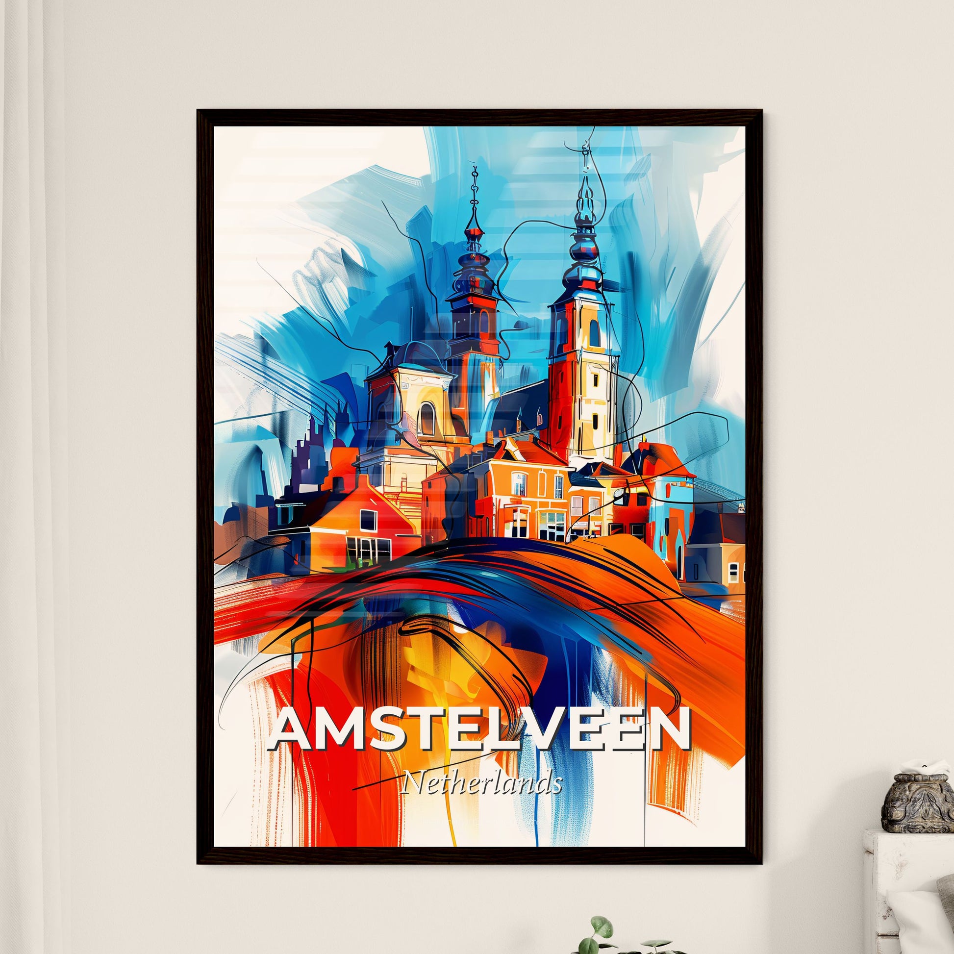 Vibrant Amstelveen, Netherlands - A Painting Of A Building