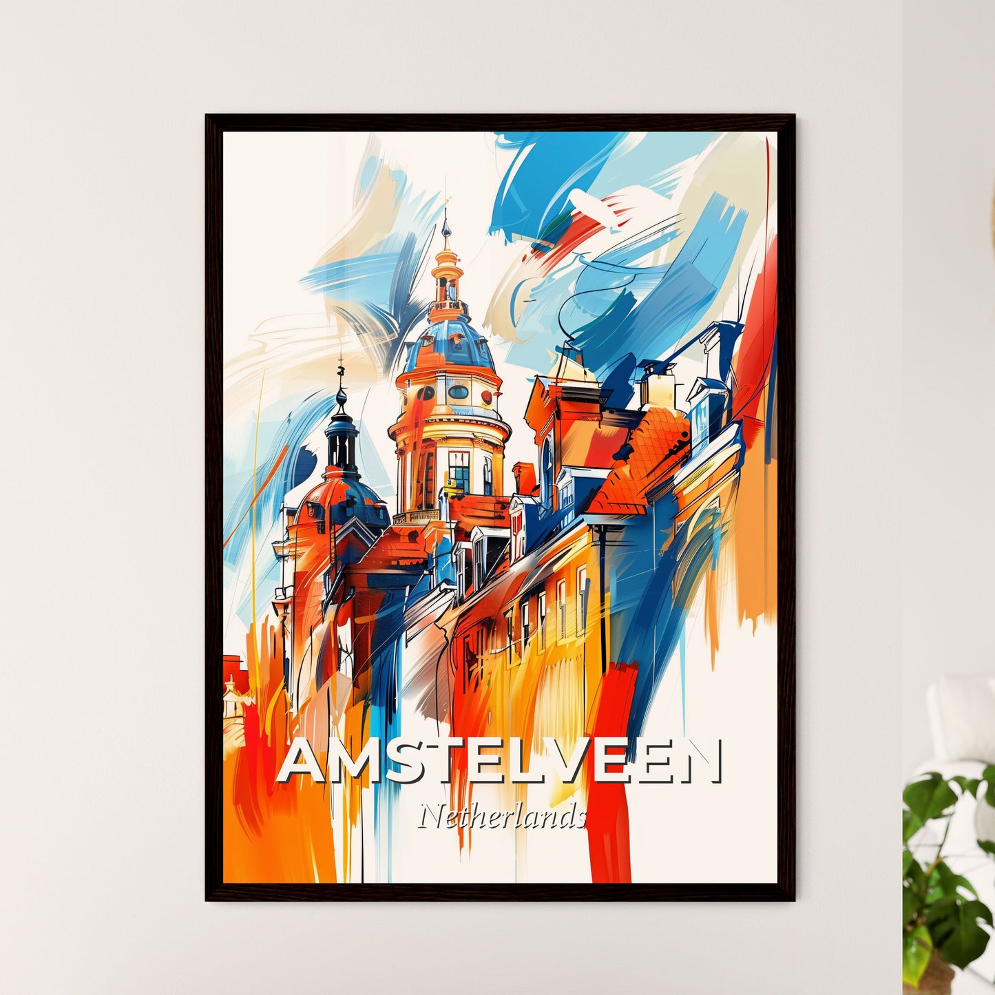 Vibrant Amstelveen, Netherlands - A Painting Of A Building