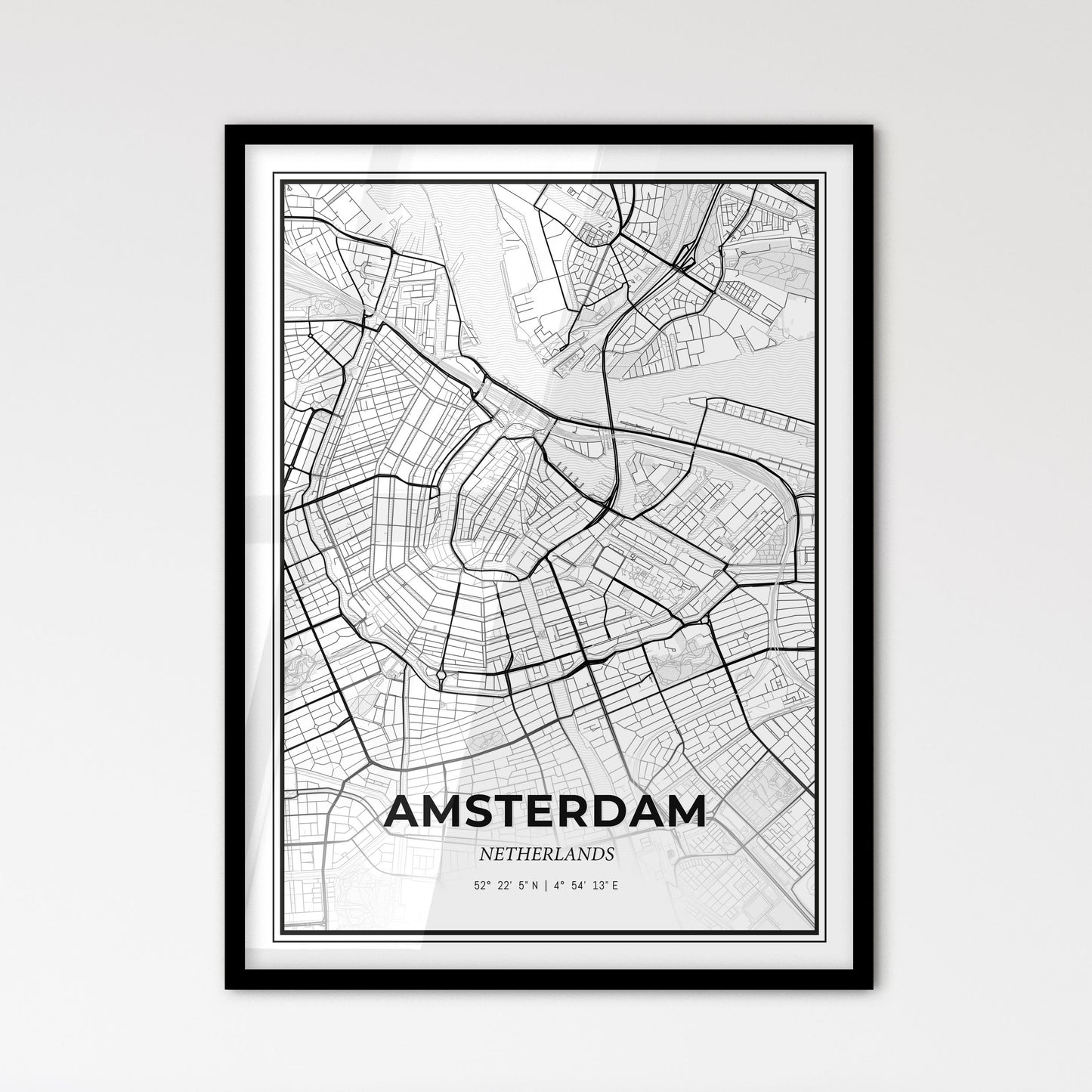  Amsterdam Netherlands - Scandinavian Style City Map for Modern Home Decor