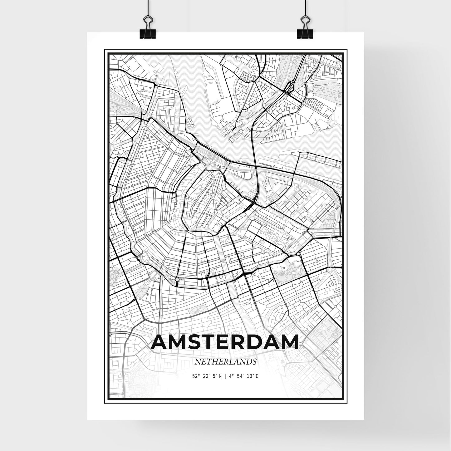  Amsterdam Netherlands - Premium City Map Poster