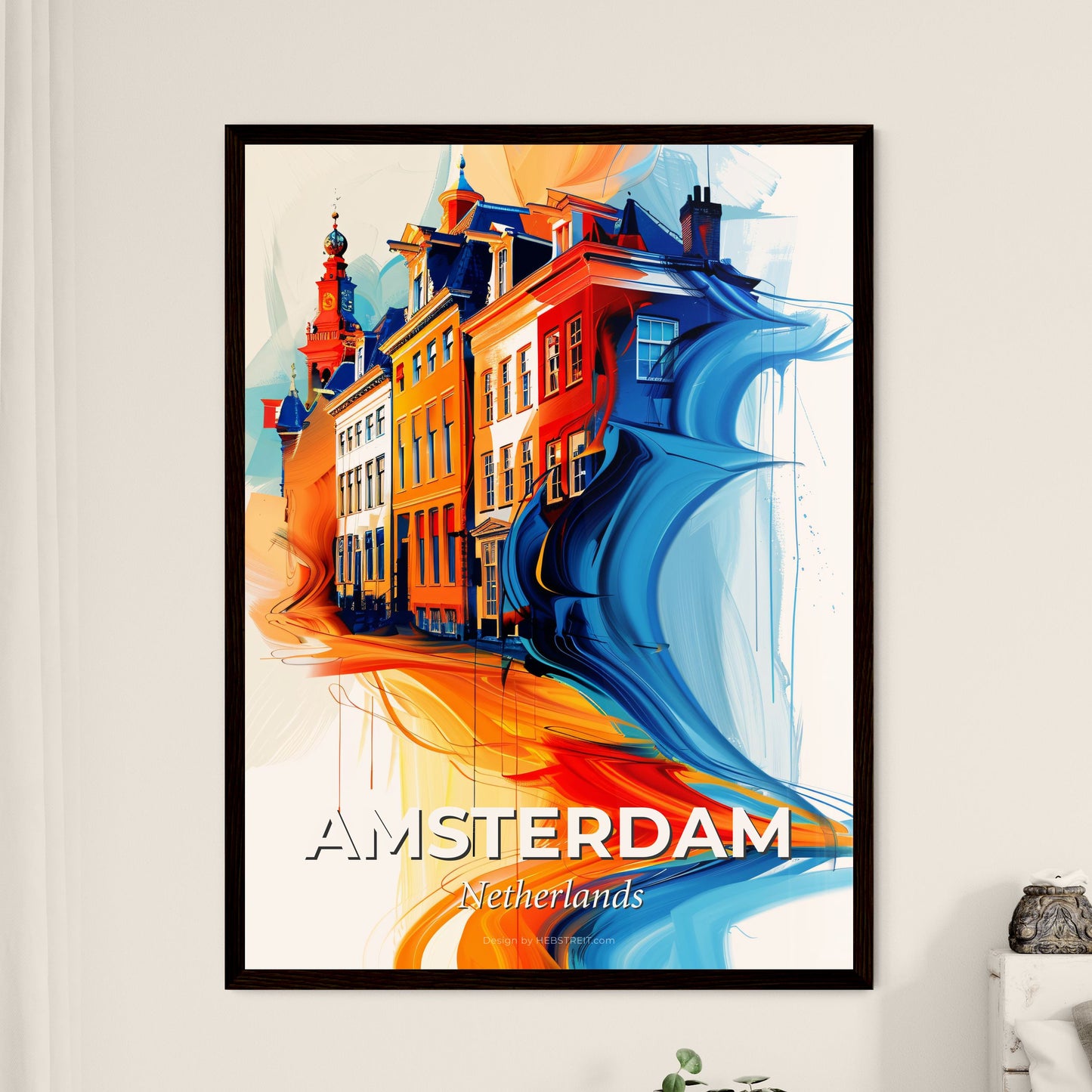 Vibrant Amsterdam, Netherlands - A Colorful Painting Of Buildings