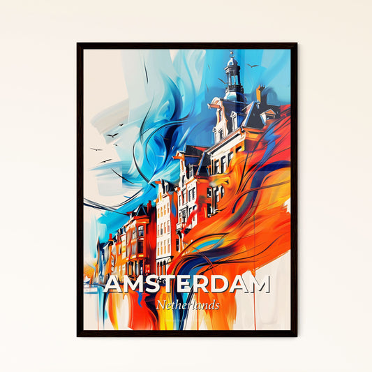 Vibrant Amsterdam, Netherlands - A Colorful Painting Of Buildings