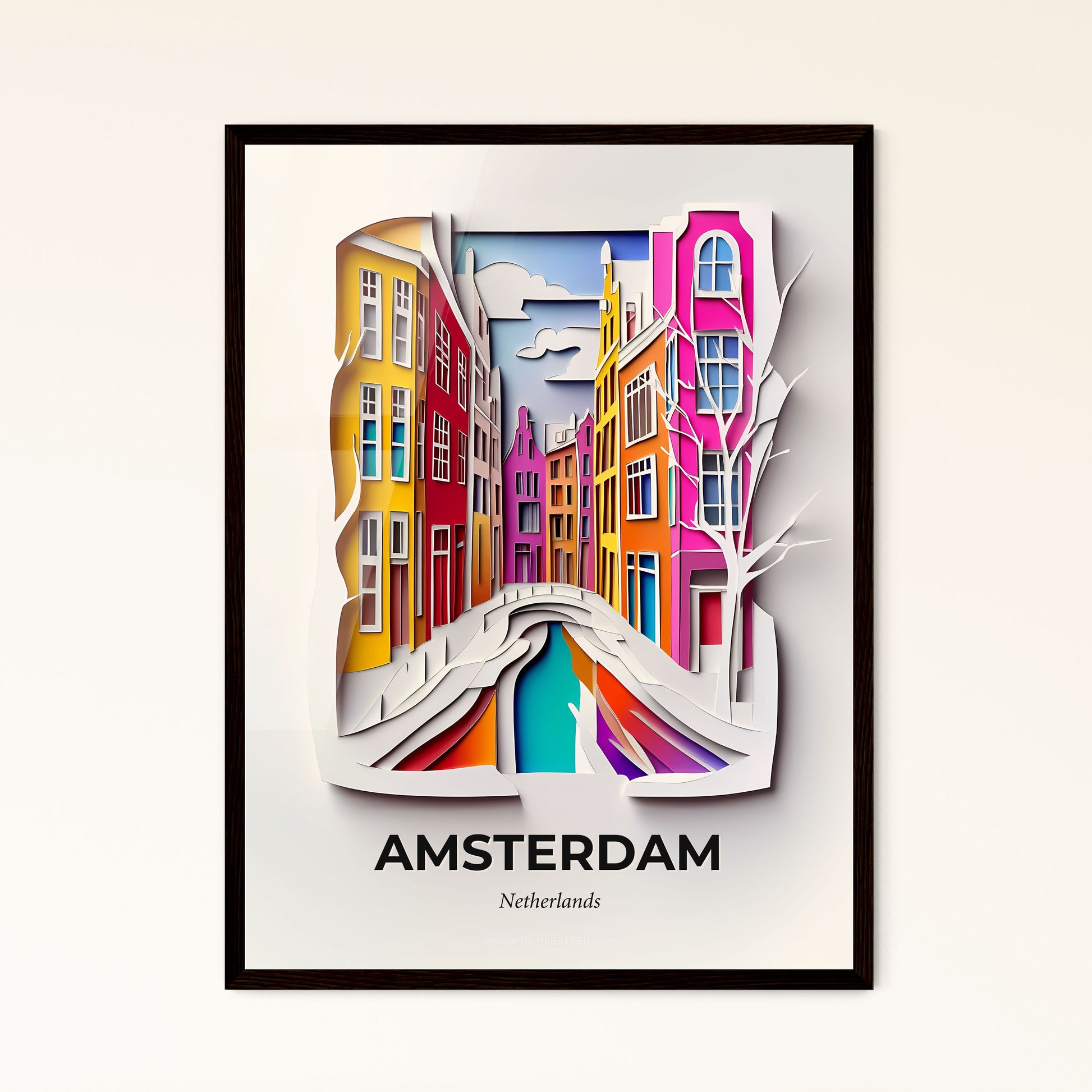 Vivid Amsterdam, Netherlands - a paper cut of a city with a bridge