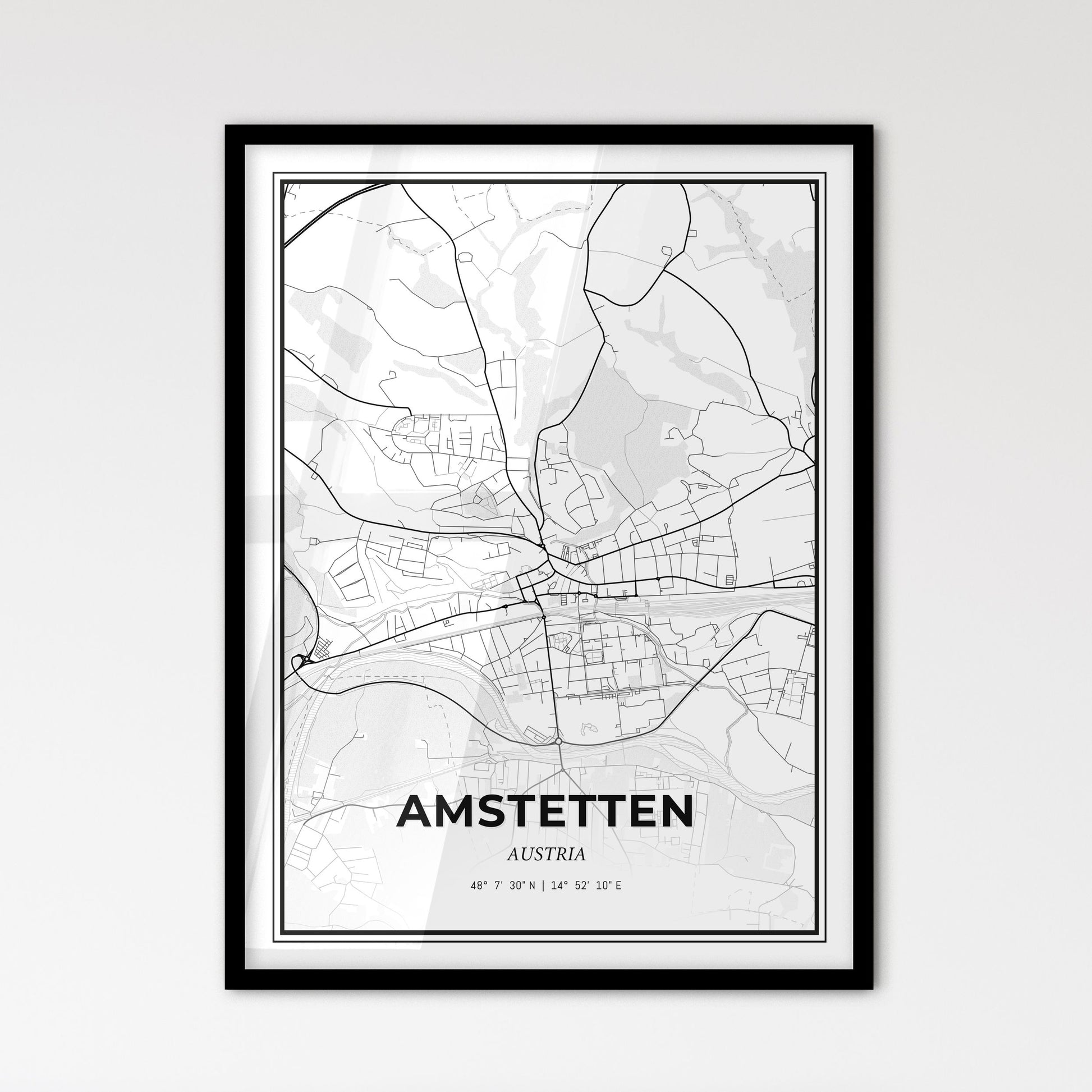 Amstetten Austria - Scandinavian Style City Map for Modern Home Decor