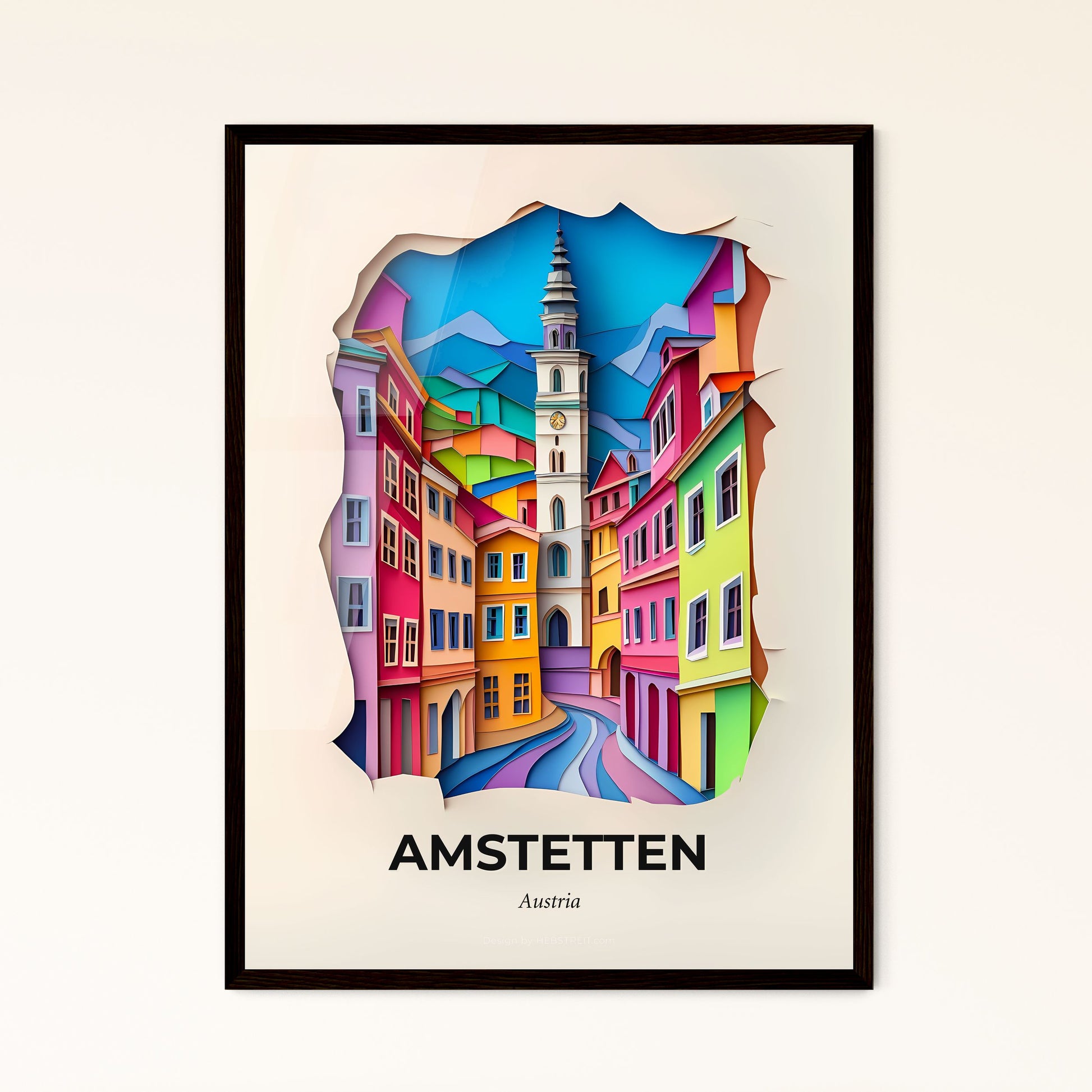 Vivid Amstetten, Austria - a colorful city with a clock tower in the middle