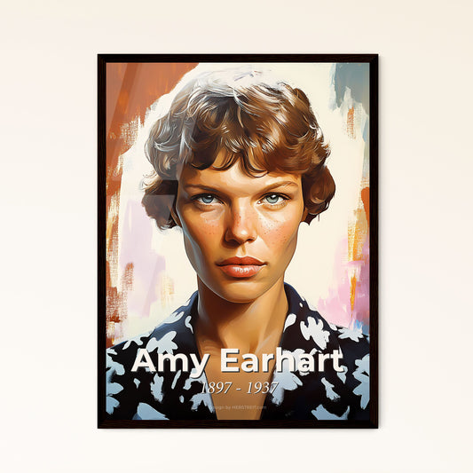 Portrait of Amy Earhart, 1897 - 1937. Impressionistic painting of a woman posing for a picture.