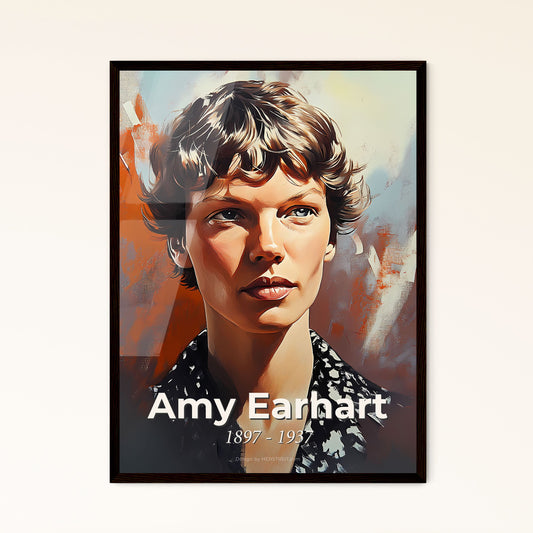 Portrait of Amy Earhart, 1897 - 1937. Impressionistic painting of a woman with short hair.